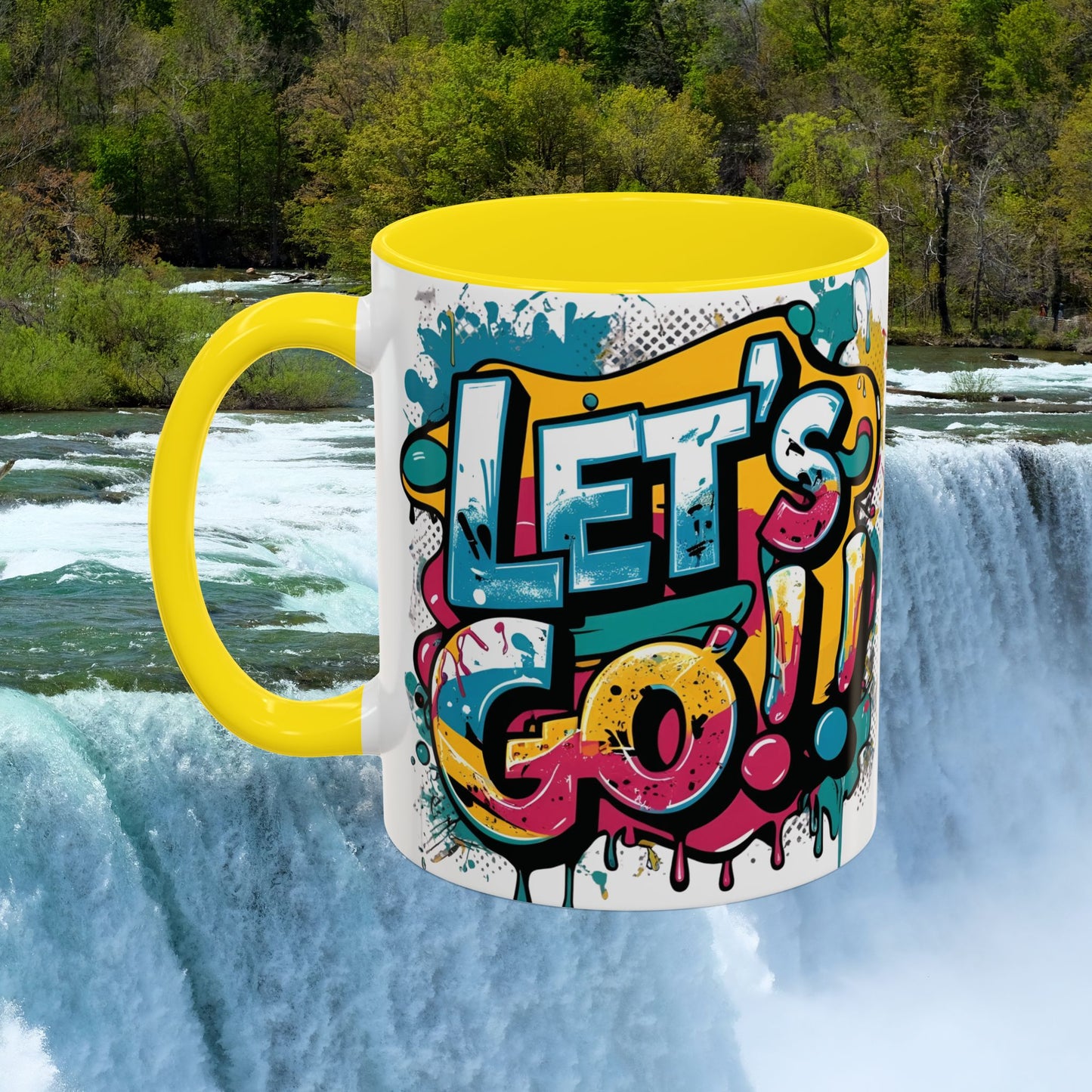 Vibrant Ceramic Mug Inspirational Let's Go! Graffiti Mug Coffee Mug Progress Not Perfection Sizes 11oz & 15oz Birthday Gift Graduation Gift 8 Different Color Options