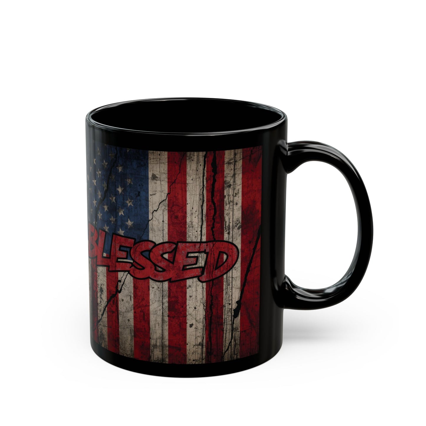 Sleek Patriotic Blessed Mug - 11oz & 15oz - American Flag Design, Perfect for Gifts, Coffee Lovers, July 4th, Home Decor, Rustic Style