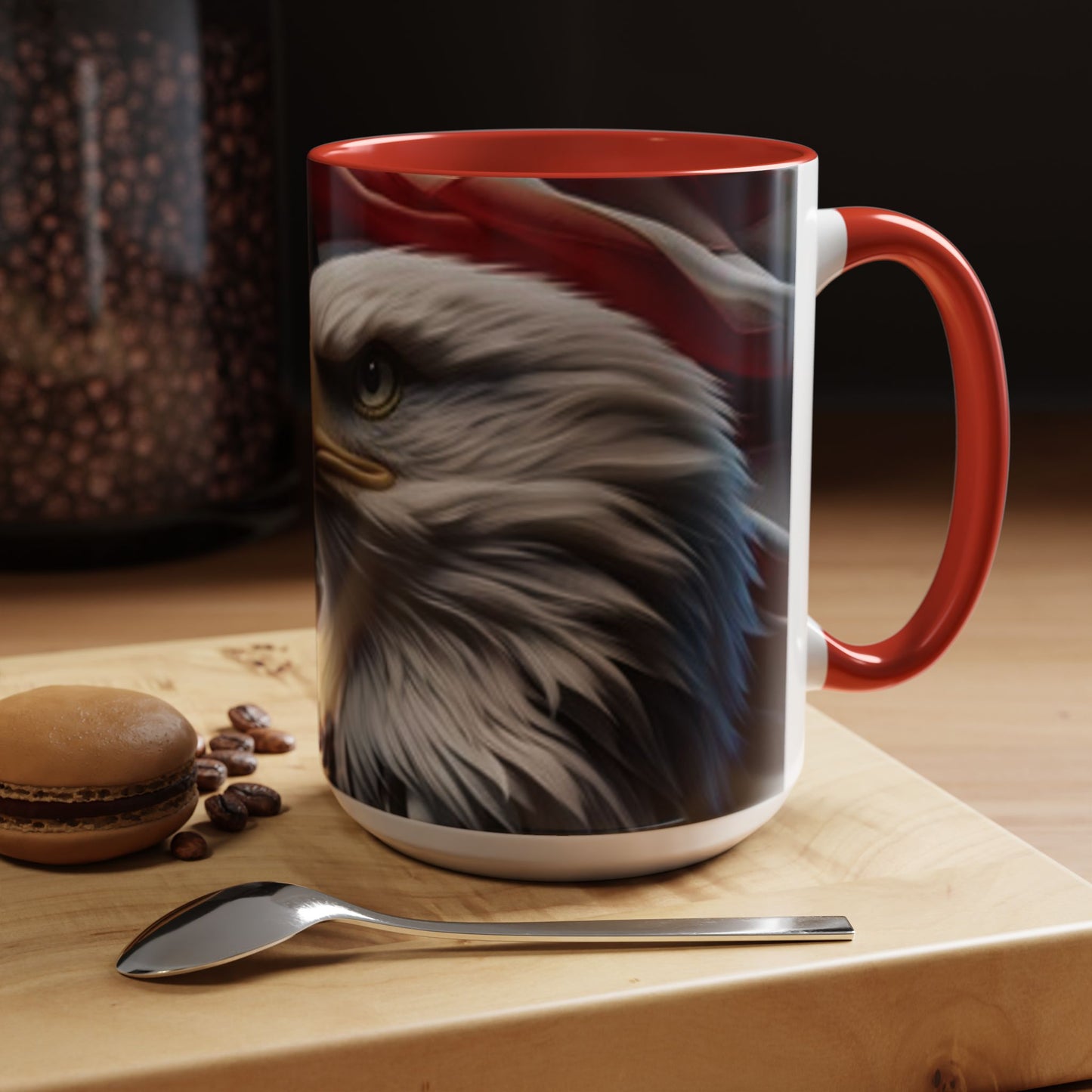Patriotic Eagle Coffee Mug, 11oz & 15oz, US Flag Mug, Gift for Veterans, Independence Day Decor, Americana Drinkware