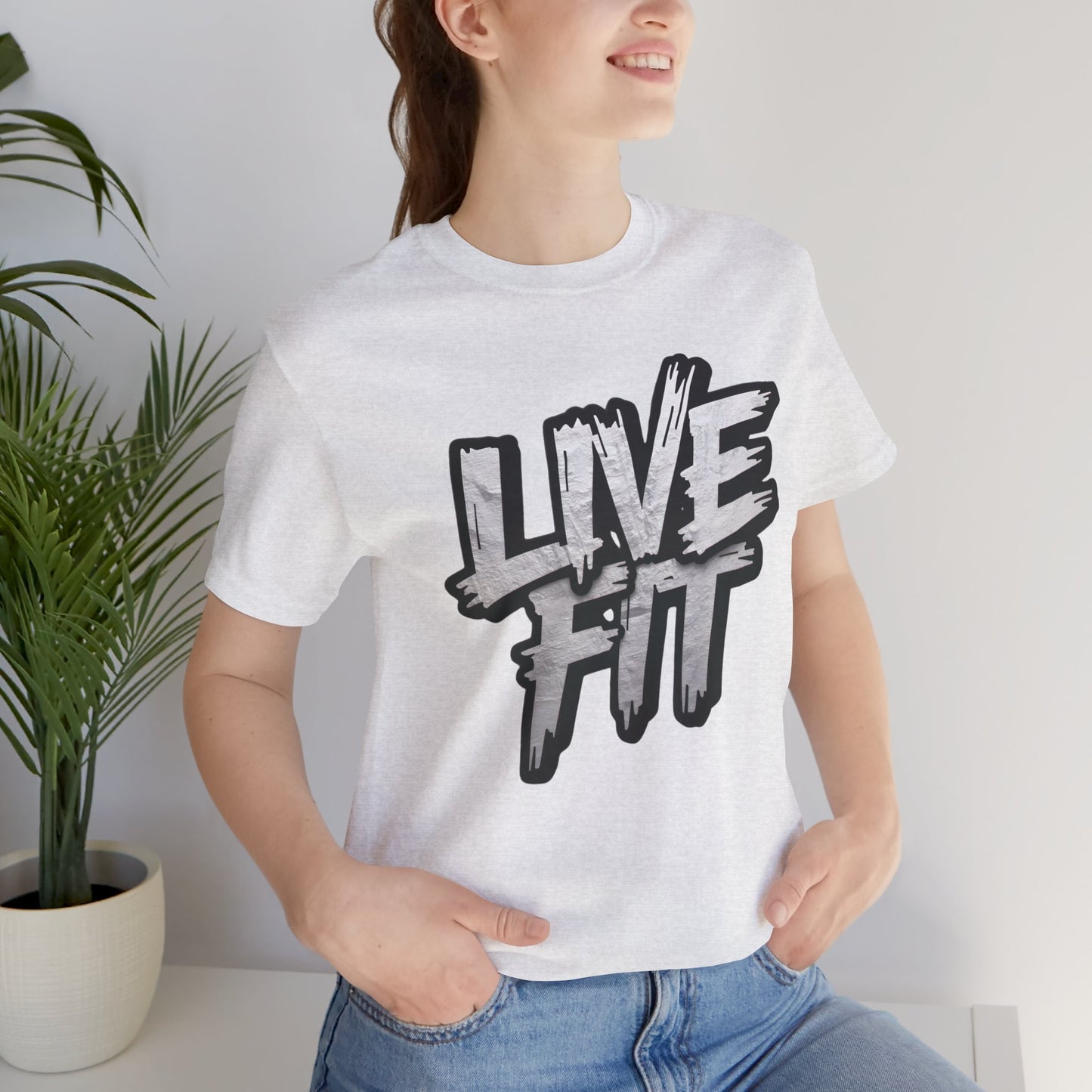 LIVE FIT Unisex Jersey Tee - Fitness Shirt - XS - 4XL - Workout Apparel - Motivational T-Shirt - Casual Wear - Gift for Fitness Enthusiasts