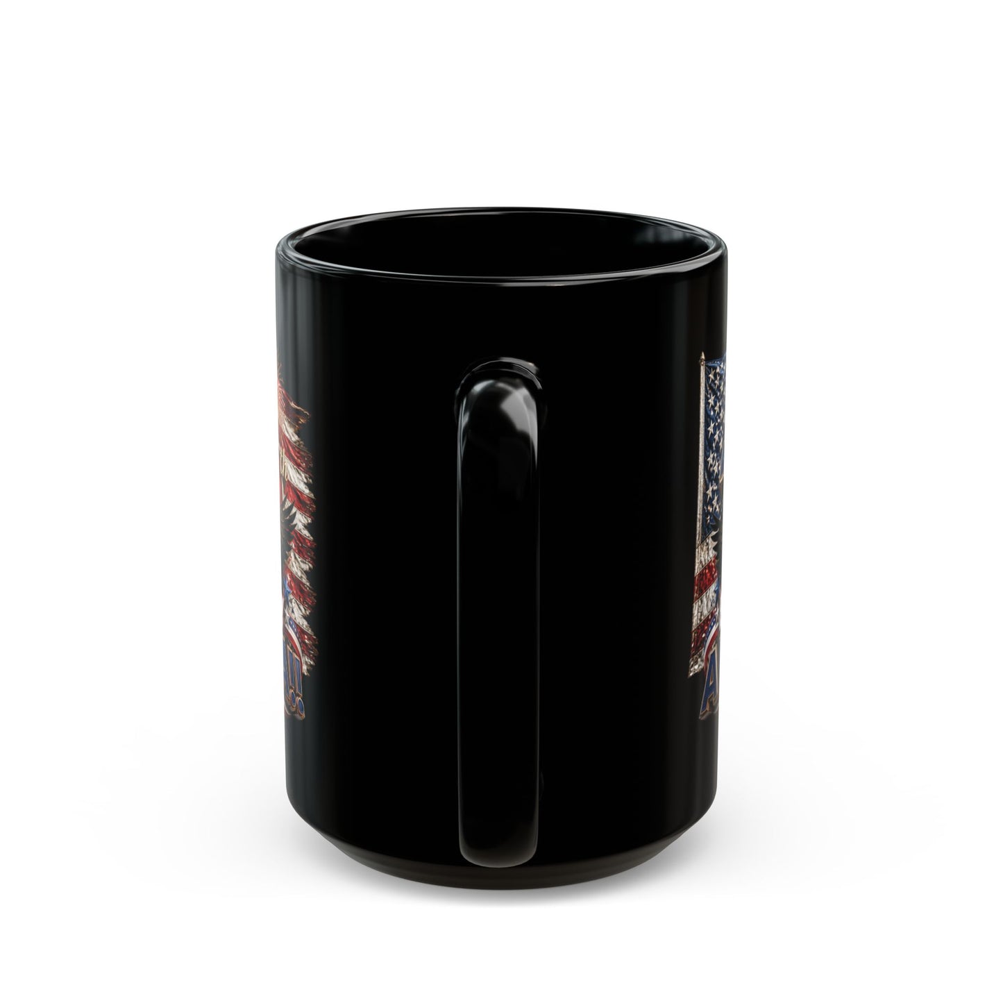 11oz/15oz Black Mug - Happy 250th Birthday America - Patriotic Eagle & Fireworks