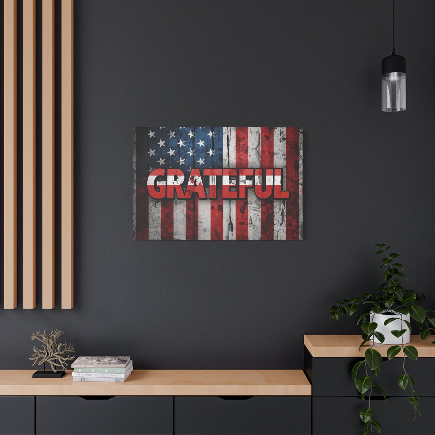Grateful American Flag Wall Art | Patriotic Canvas Decor, Home Wall Decor, Inspirational Gift, 4th of July Decoration, Veteran's Day