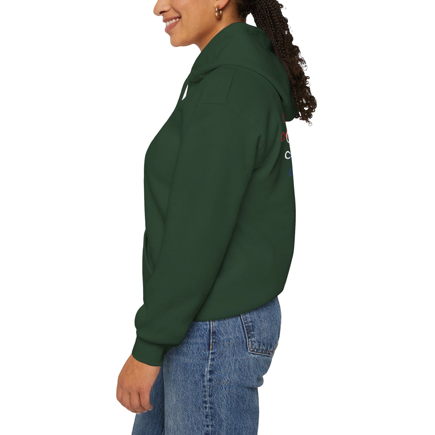 Blessed Hoodie – Patriotic Red, White & Blue Unisex Pullover Sweatshirt with Front & Back Print – Cozy, Positive Vibes Gift