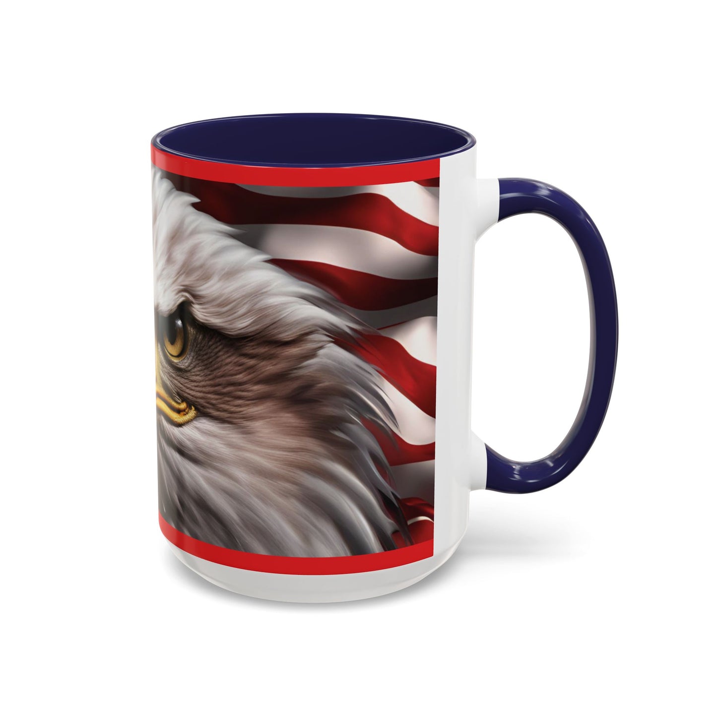 Patriotic Bald Eagle Coffee Mug – American Flag Accent Cup for Proud Americans & Veterans (11oz & 15oz, Multiple Colors)