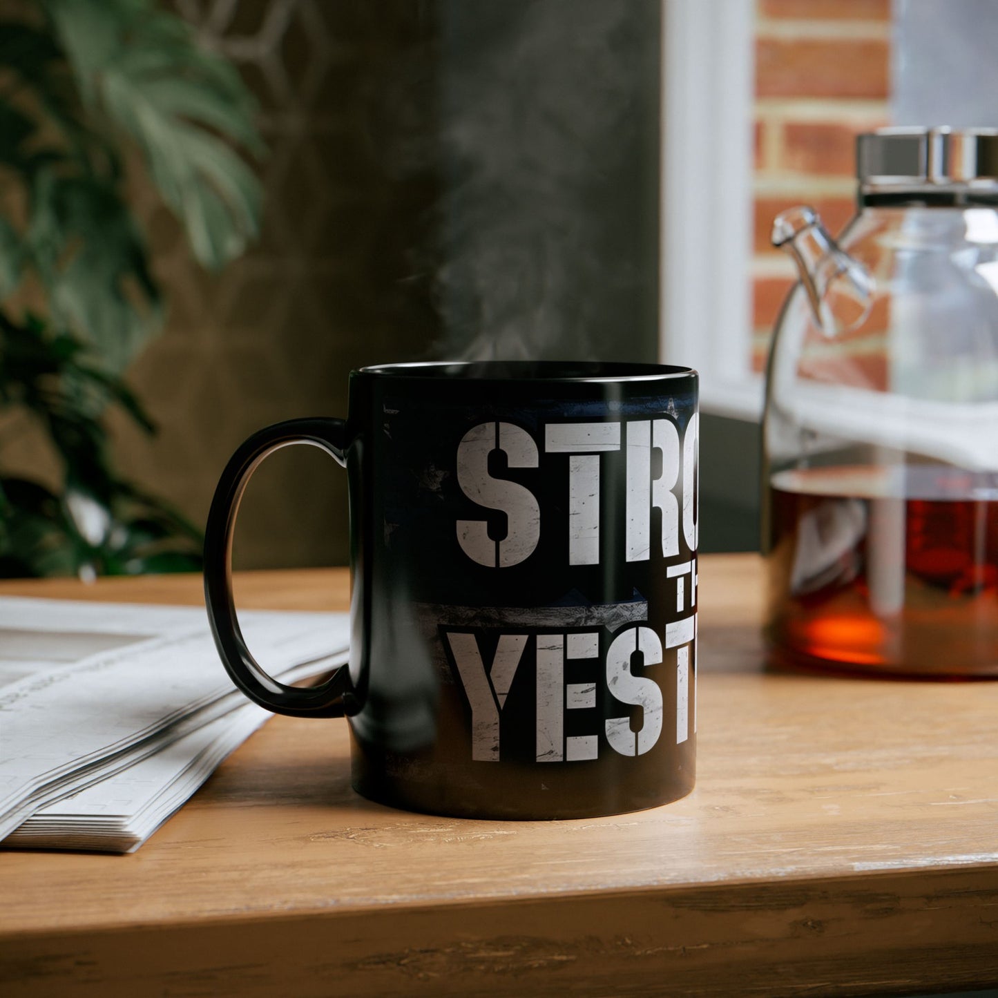Stronger Than Yesterday Mug | Motivational Black Coffee Cup | Perfect Gift for Fitness Lovers, Entrepreneurs, & Daily Inspiration