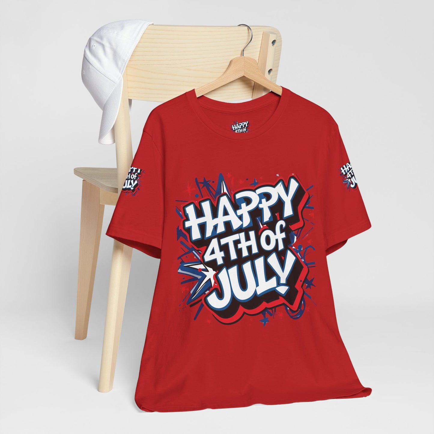 Happy 4th Of July Unisex Jersey Short Sleeve Tee, Independence Day T-Shirt, Patriotic Shirt, Red White Blue Tee, USA Celebration Top