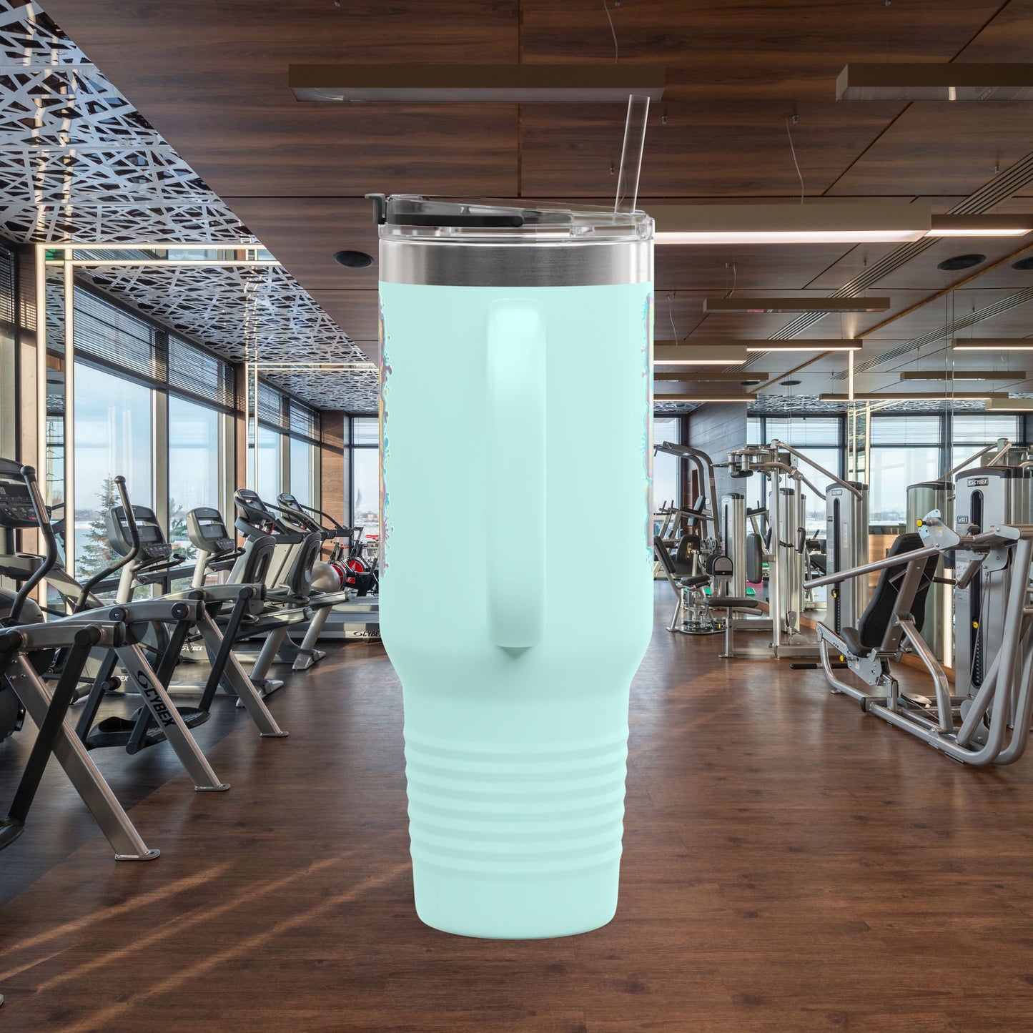 Insulated Travel Mug, Live Fit, 40oz Fitness Water Bottle, Gym Coffee Cup, Durable Travel Tumbler, Motivational Drinkware