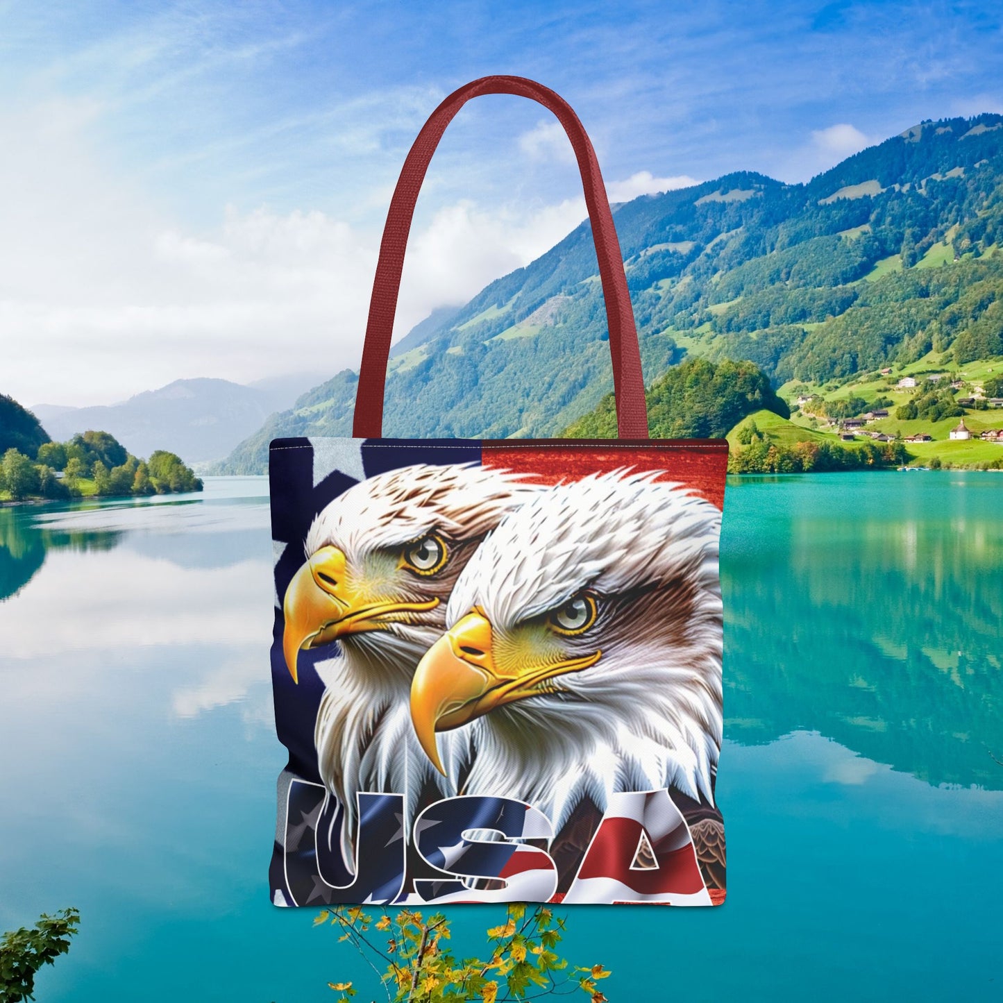 ๐บ๐ธ Patriotic ๐บ๐ธ USA ๐บ๐ธ Bald Eagles ๐บ๐ธ Tote Bag ๐บ๐ธ All Over Print ๐บ๐ธ American Flag Design ๐บ๐ธ Five Different Handle Colors ๐บ๐ธ Red ๐บ๐ธ Navy ๐บ๐ธ Black ๐บ๐ธ Beige ๐บ๐ธ White