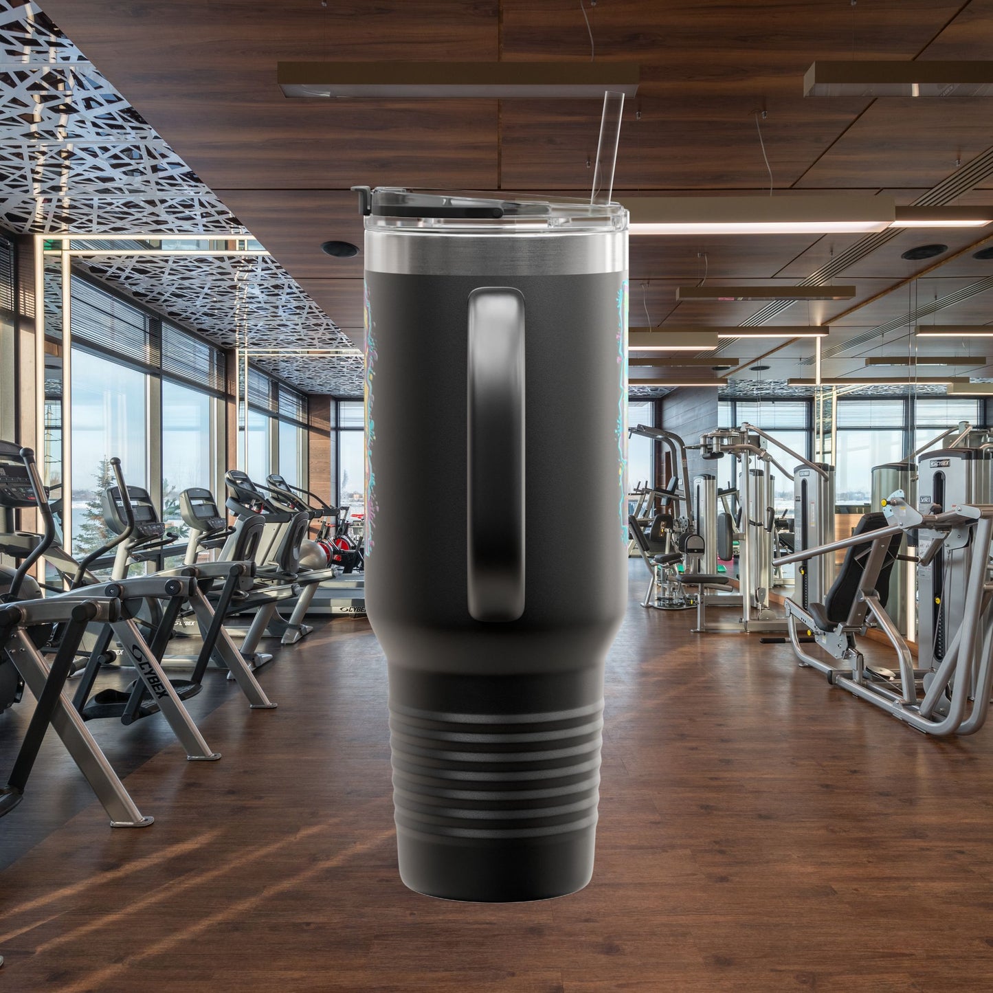 Insulated Travel Mug, Live Fit, 40oz Fitness Water Bottle, Gym Coffee Cup, Durable Travel Tumbler, Motivational Drinkware