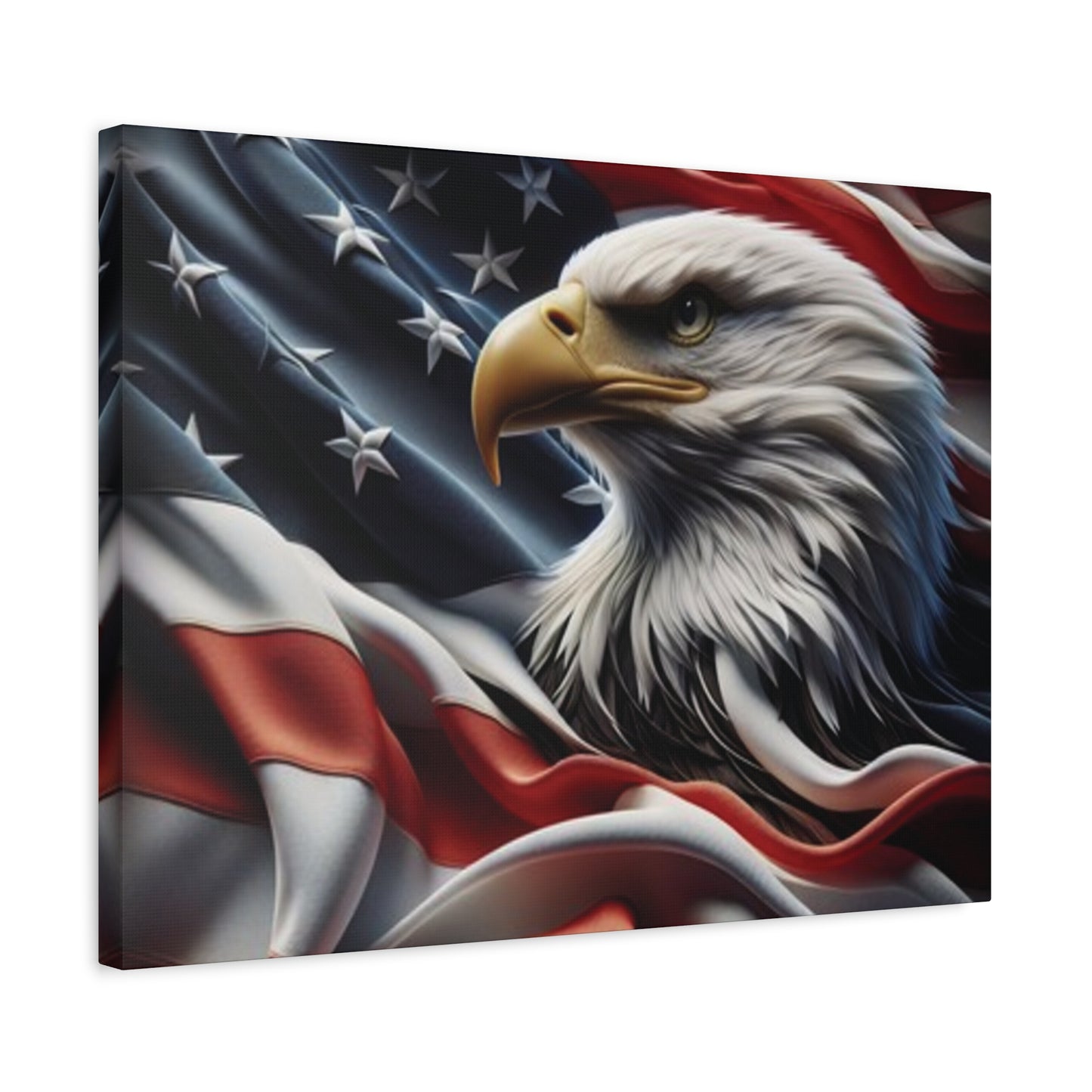 Patriotic Eagle Gallery Wrapped Canvas Art - American Flag Wall Decor - Red White Blue - USA Pride - Holiday Gift - 4th of July Home Decoration - Veteran Gift - USA Theme Art - Print On Sides - Mirror Sides -