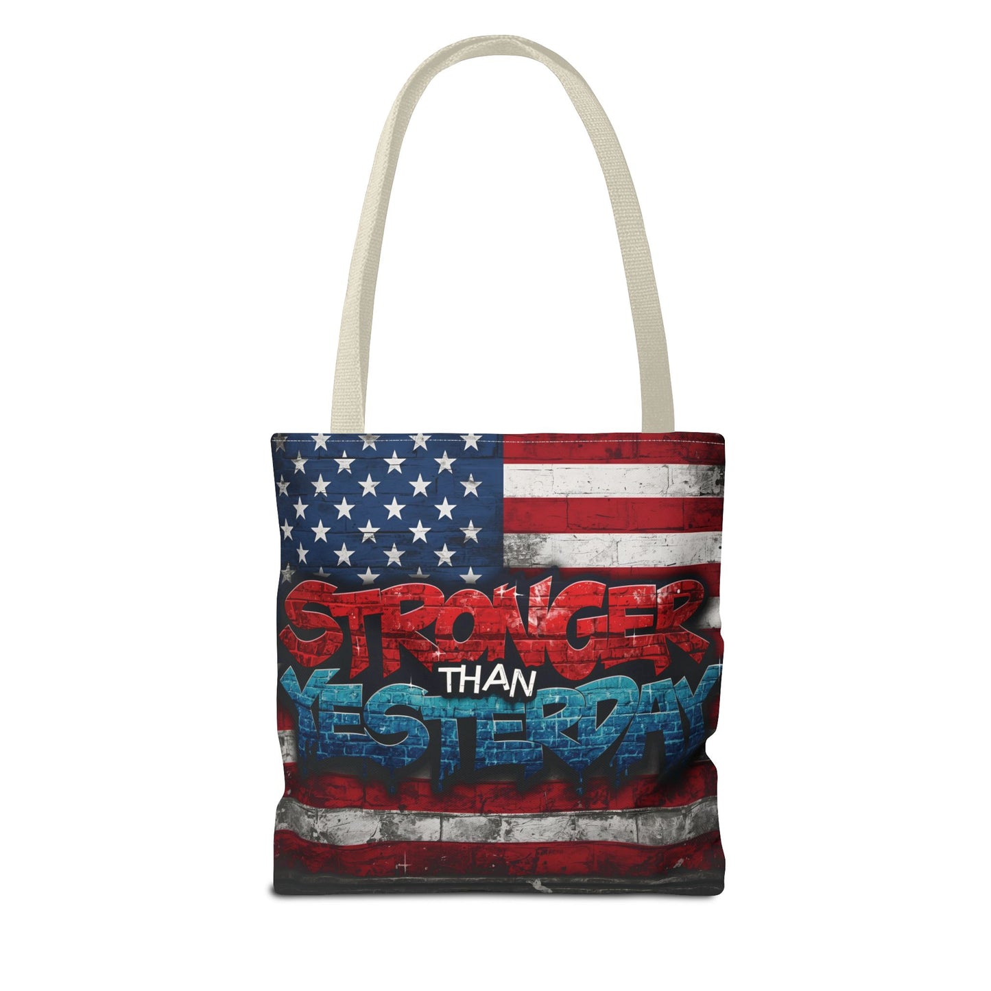 Patriotic Red White Blue Tote Bag - Stronger Than Yesterday - Perfect for Fourth of July, Gym, Beach, Shopping, Gifts