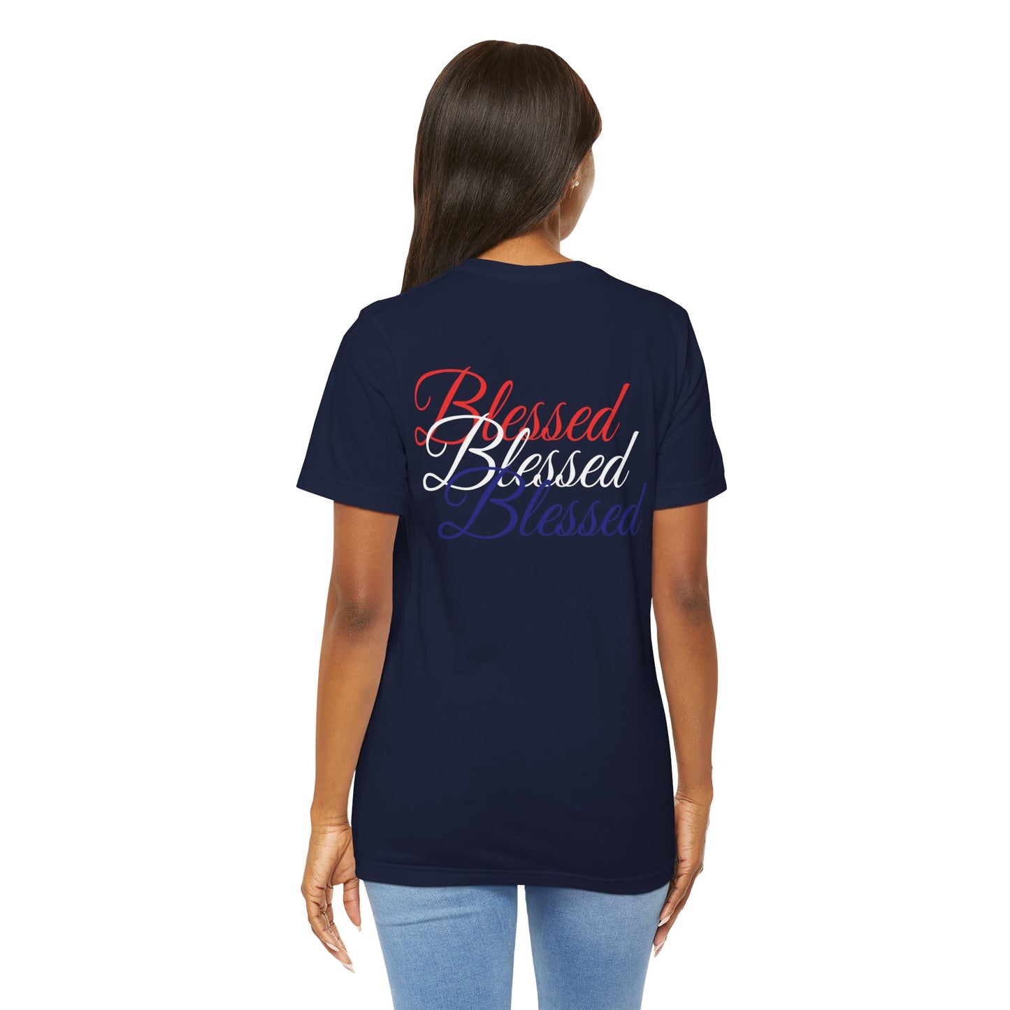 Red White Blue Blessed Design Unisex Tee