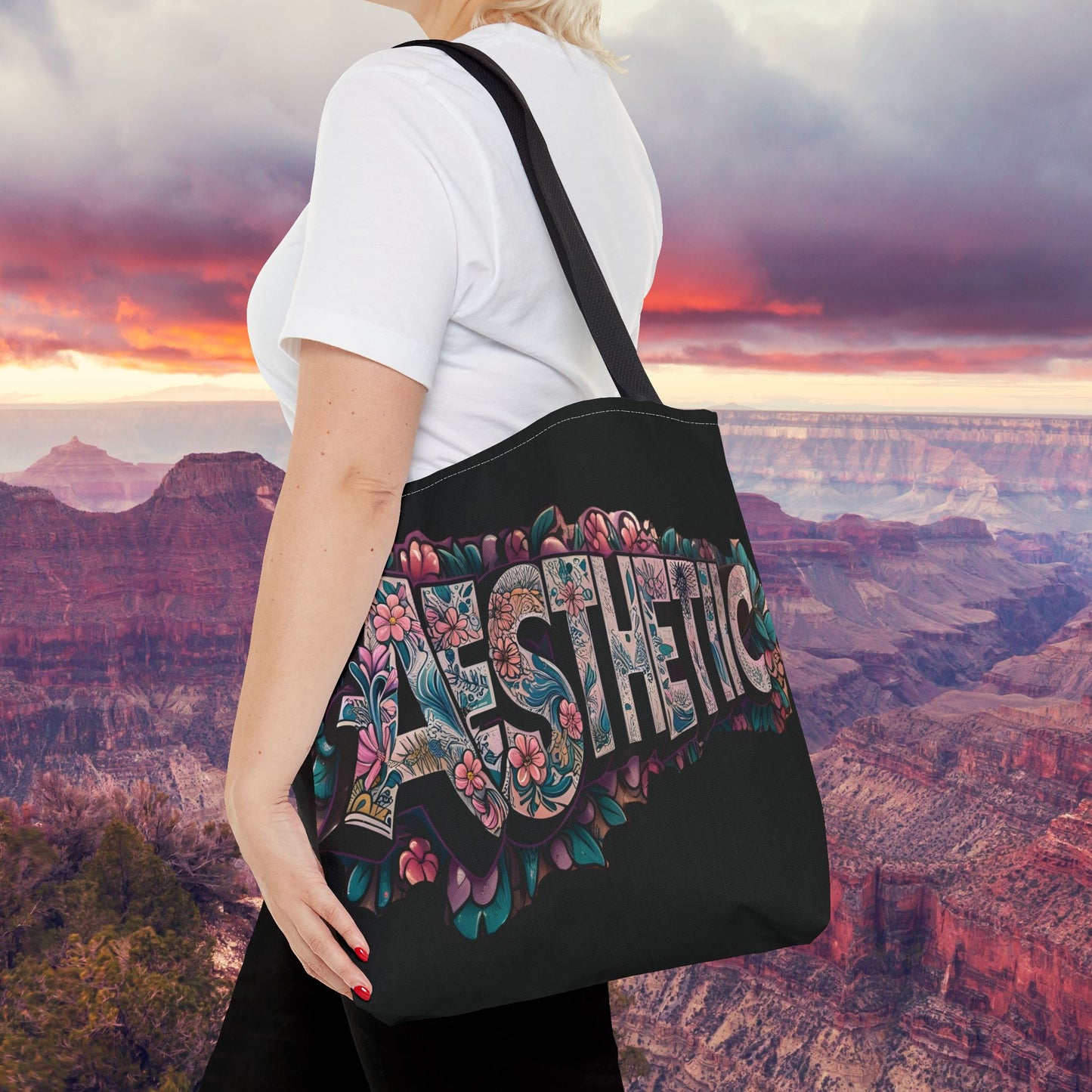 Eye-Catching - Aesthetic - Floral Tote Bag - Chic Reusable - Shopping Bag - Eco-Friendly Grocery Tote - Boho Style Handbag - Gift for Art Lovers - Travel Accessory -