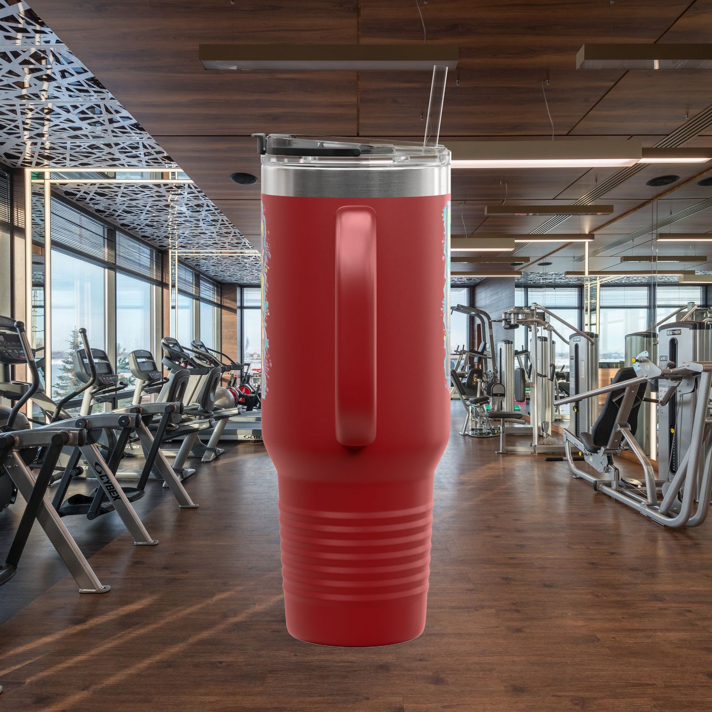 Insulated Travel Mug, Live Fit, 40oz Fitness Water Bottle, Gym Coffee Cup, Durable Travel Tumbler, Motivational Drinkware