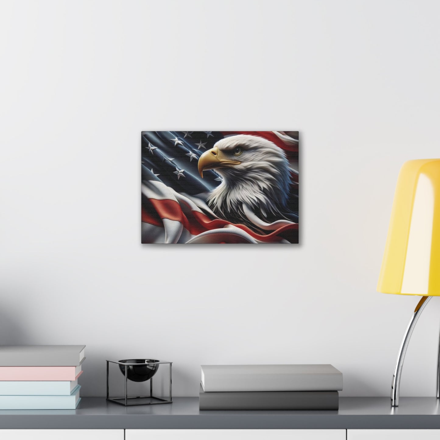 Patriotic Canvas Wall Art, American Eagle & Flag Print, Home Decor for Veterans, Memorial Day, Independence Day, Gifts