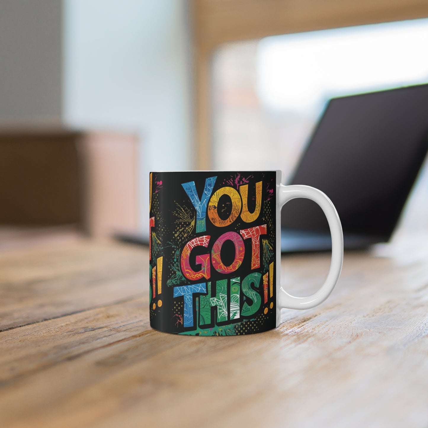 Inspirational Ceramic Coffee Mug - You Got This! Print, Motivational Coffee Cup, Gift for Friends , Positive Affirmation, Home Office Decor, Cheerful Drinkware