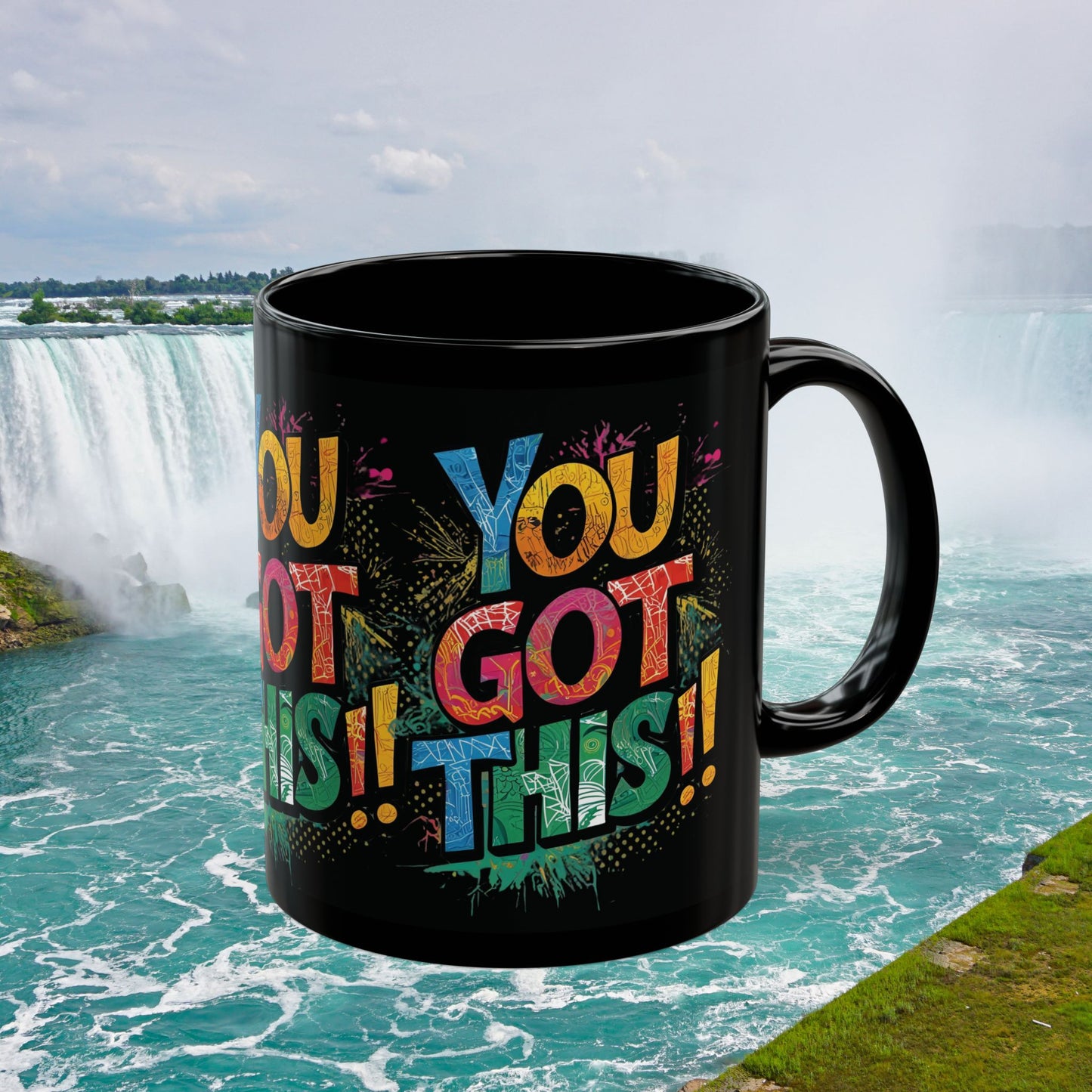 You Got This!! Motivational Mug – Glossy Black Ceramic 11oz & 15oz – Inspirational Coffee Cup for Office, Gym, Students, Friends – Microwave & Dishwasher Safe