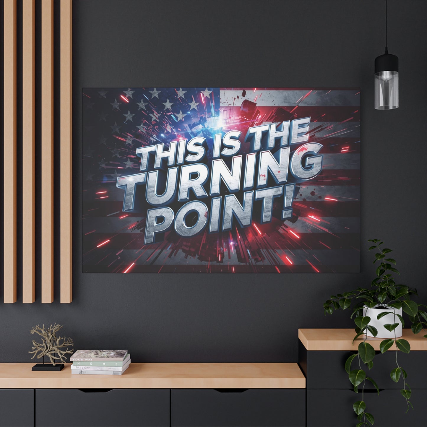 Canvas Print - Patriotic Wall Art - Stunning - Red White Blue - American Flag Backdrop - Charlie Kirk Inspired - This Is The Turning Point! - Multiple Sizes -