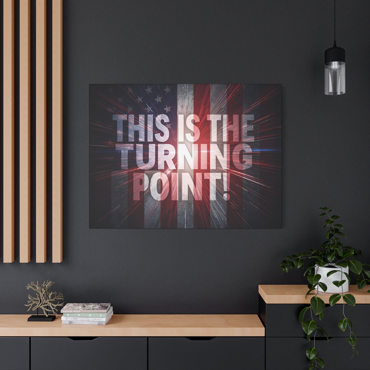 Charlie Kirk - This Is The Turning Point! - Red White Blue - Stunning American Flag Backdrop Design - Patriotic - Motivational Wall Art - Canvas - Multiple Sizes