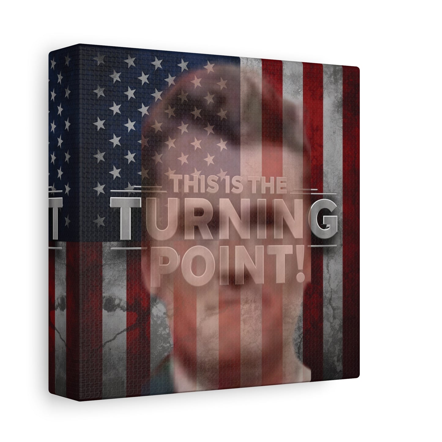 Inspirational Gallery Wrap Canvas Wall Art - Motivational Home Decor - Charlie Kirk - This Is The Turning Point! Artwork - Unique Gift Idea - American Flag Backdrop Design