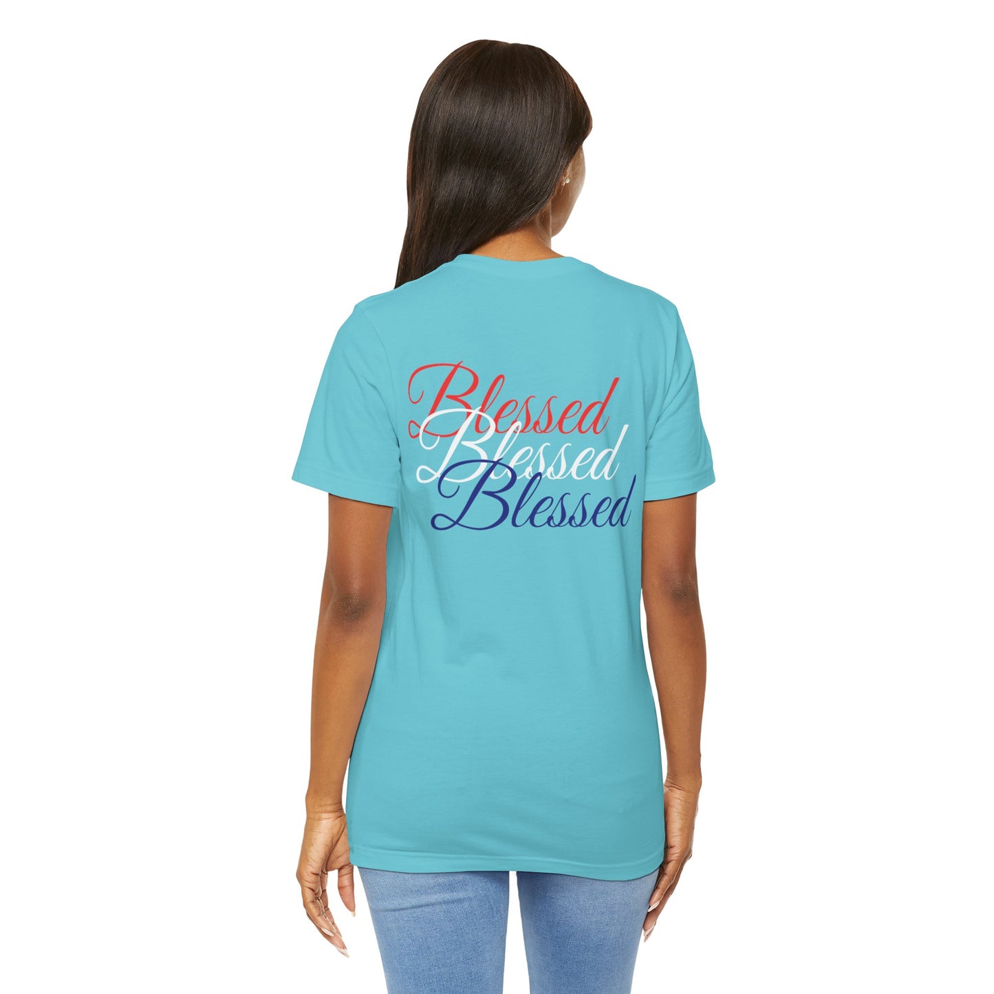 Red White Blue Blessed Design Unisex Tee