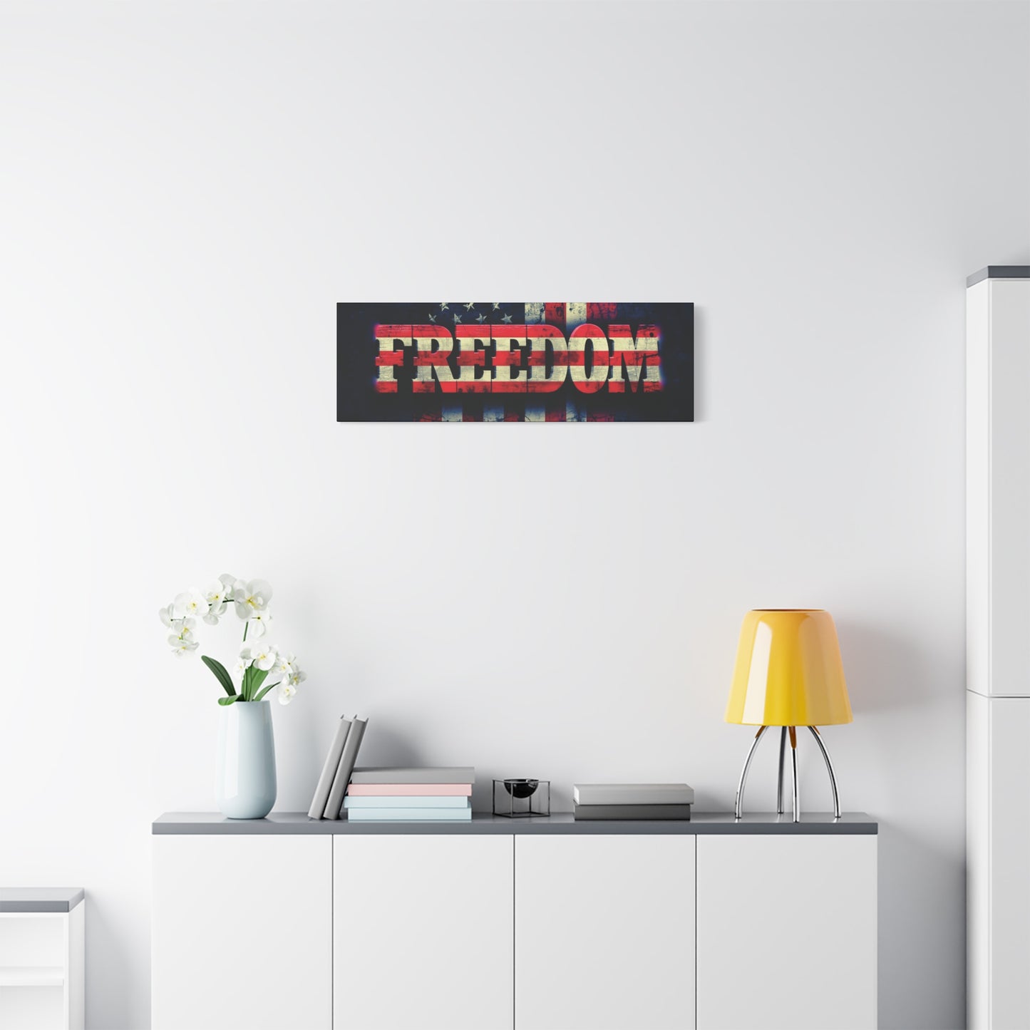 Patriotic Wall Art Print - Freedom Design Canvas Decor - American Flag Red White & Blue Artwork - Christmas Gifts - Independence Day Decoration - Home Gallery Piece -