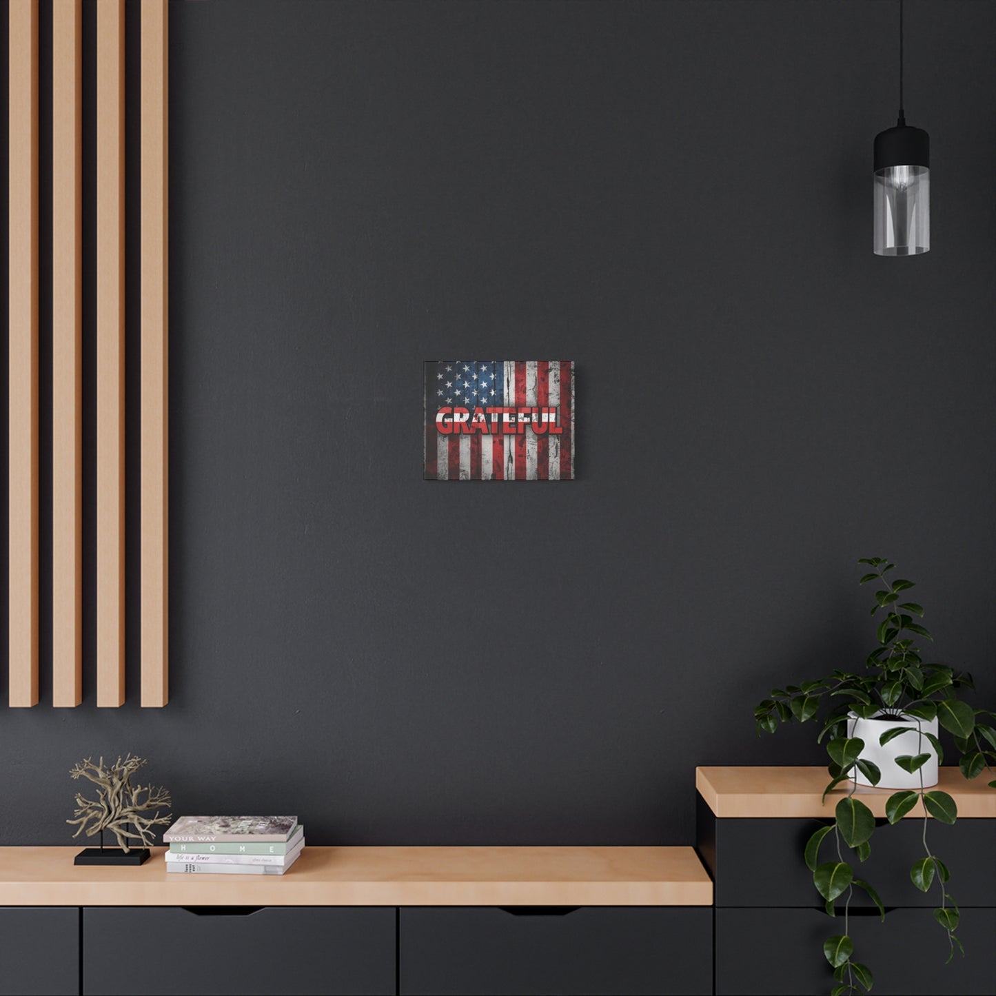 Grateful American Flag Wall Art | Patriotic Canvas Decor, Home Wall Decor, Inspirational Gift, 4th of July Decoration, Veteran's Day
