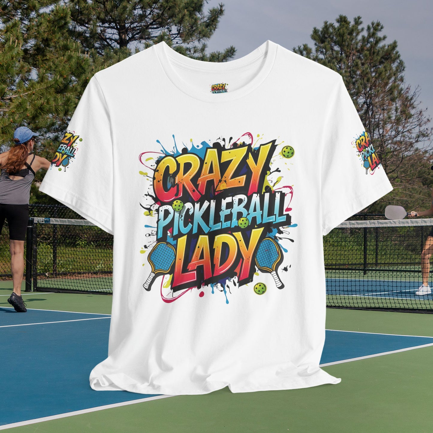 Eye-Catching Crazy Pickleball Lady T-Shirt - Fun Graphic Tee for Pickleball Enthusiasts Sizes XS-5XL