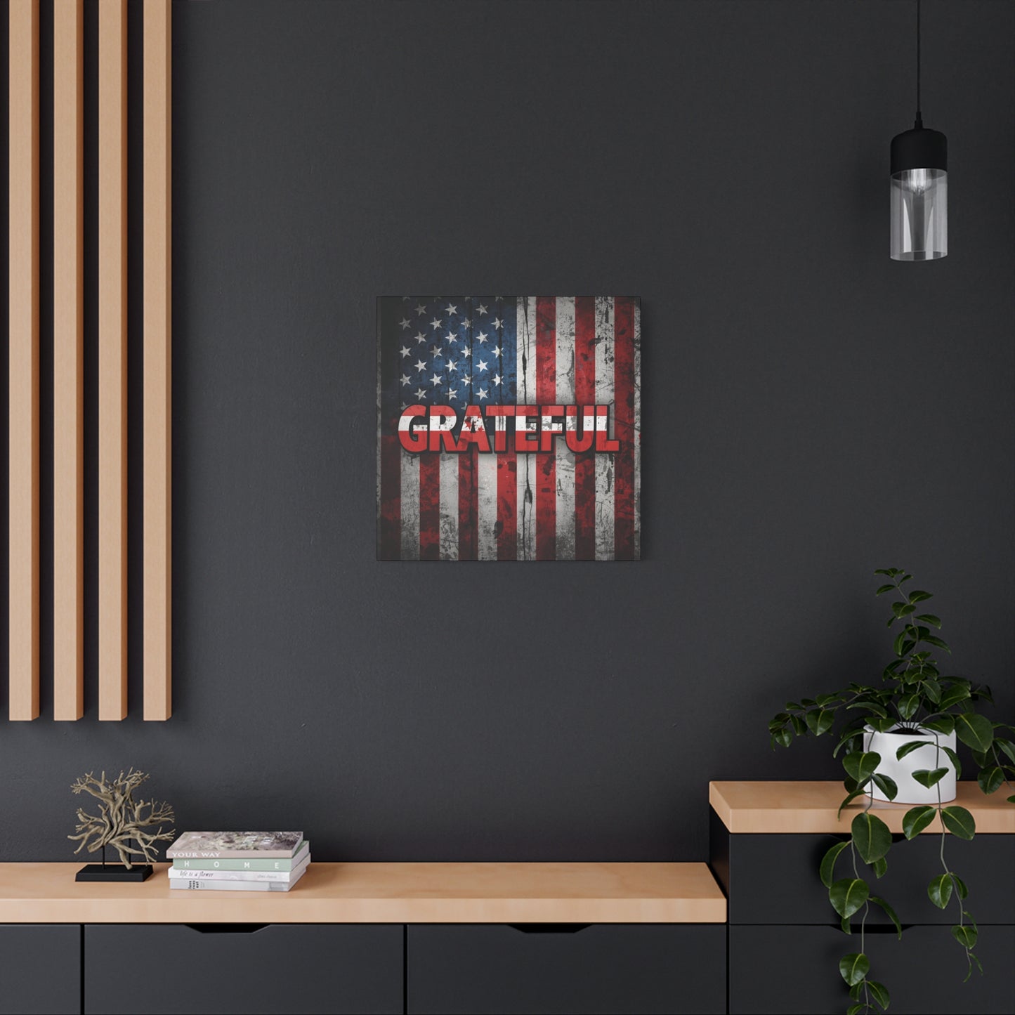 Grateful American Flag Wall Art | Patriotic Canvas Decor, Home Wall Decor, Inspirational Gift, 4th of July Decoration, Veteran's Day