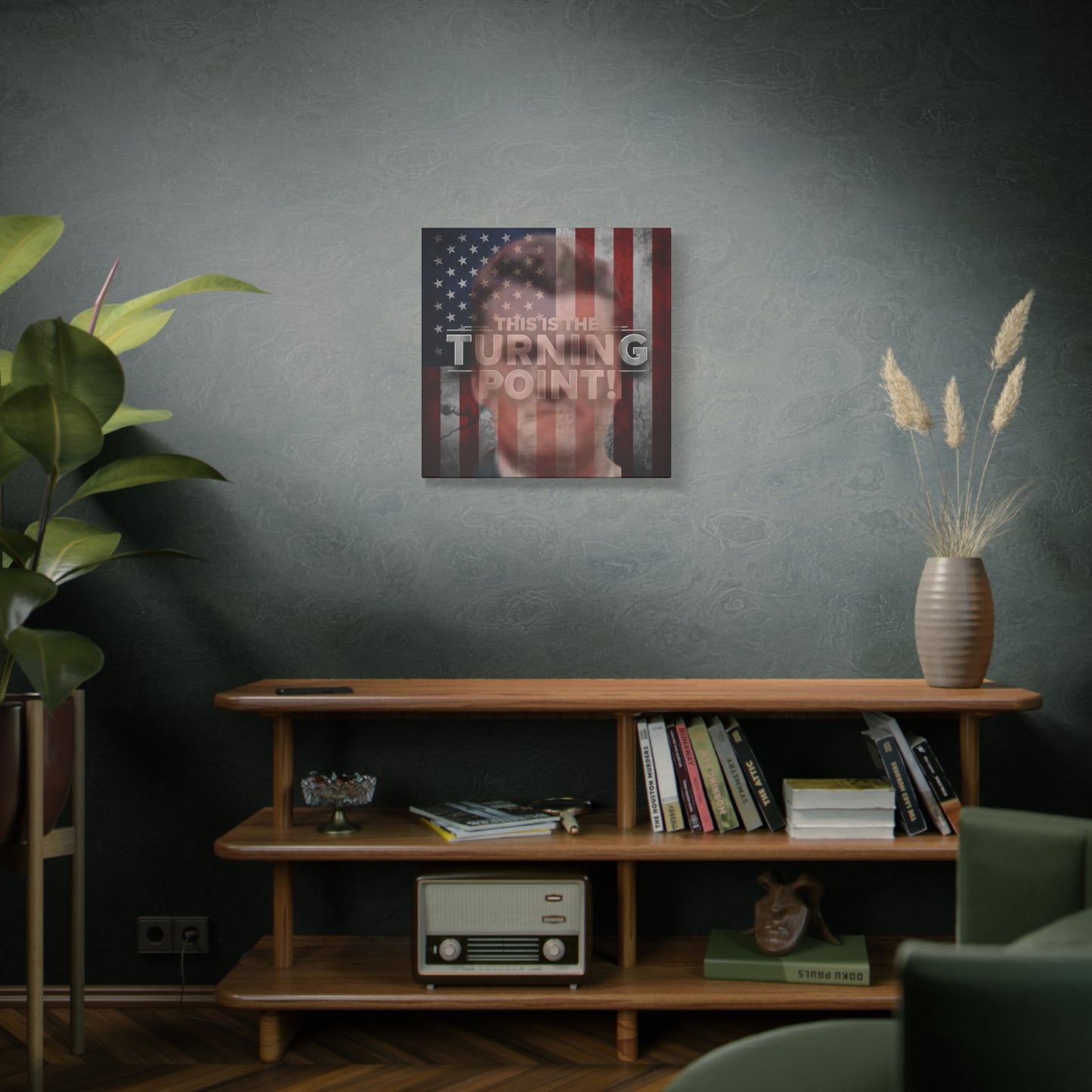 Inspirational Gallery Wrap Canvas Wall Art - Motivational Home Decor - Charlie Kirk - This Is The Turning Point! Artwork - Unique Gift Idea - American Flag Backdrop Design