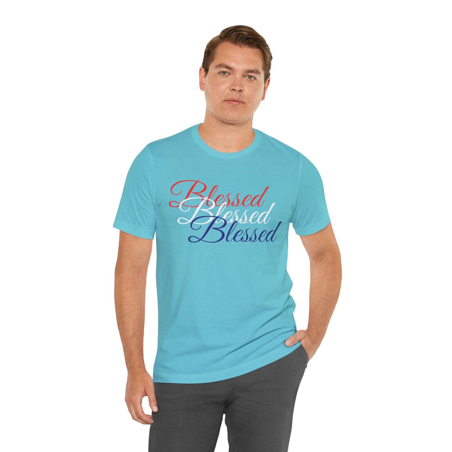 Red White Blue Blessed Design Unisex Tee