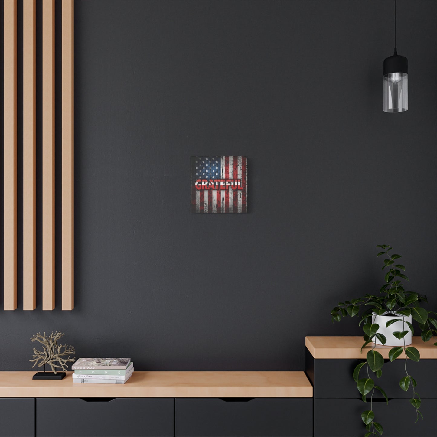 Grateful American Flag Wall Art | Patriotic Canvas Decor, Home Wall Decor, Inspirational Gift, 4th of July Decoration, Veteran's Day