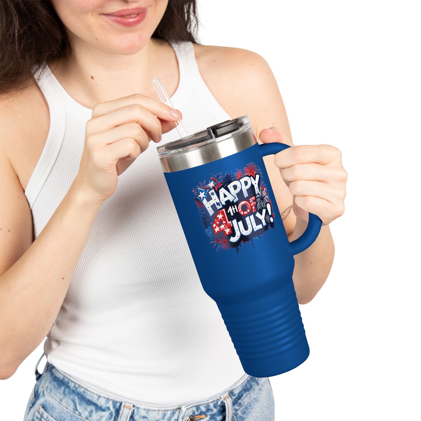 Patriotic Insulated Travel Mug - 40oz - Perfect for 4th of July Celebrations, BBQs, Camping, Family Gatherings, Gifts!