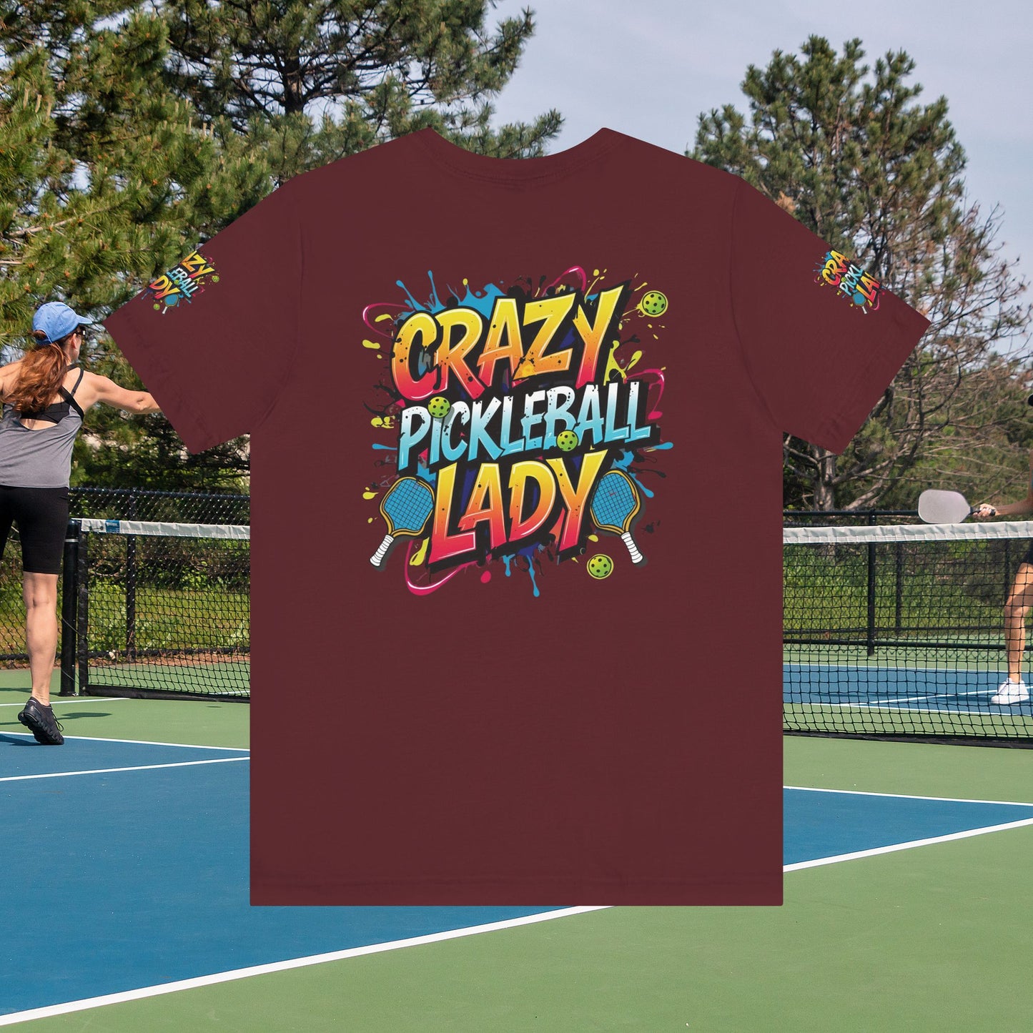 Eye-Catching Crazy Pickleball Lady T-Shirt - Fun Graphic Tee for Pickleball Enthusiasts Sizes XS-5XL
