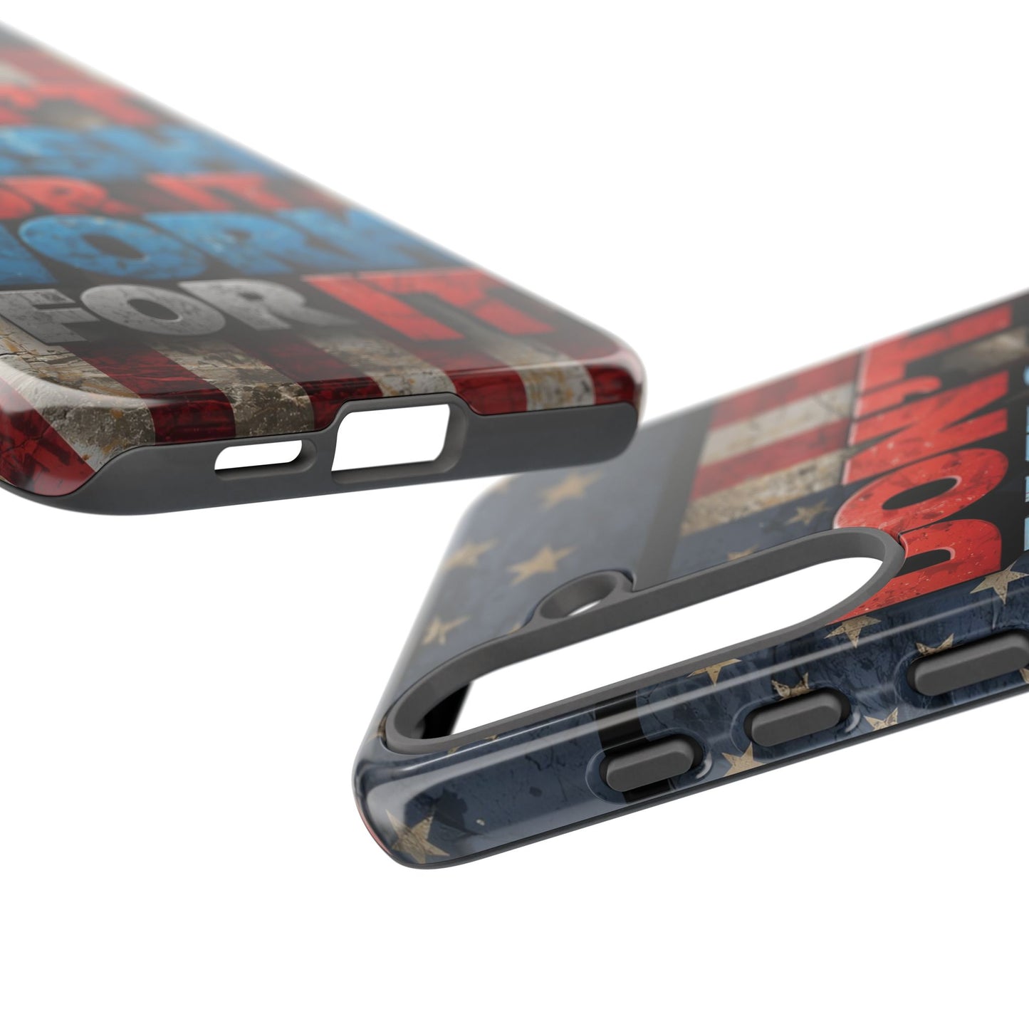 Motivational Phone Case - Don't Wish for It, Work for It | Patriotic Design, Gift for Fitness Lovers, USA Flag, Inspirational Decor