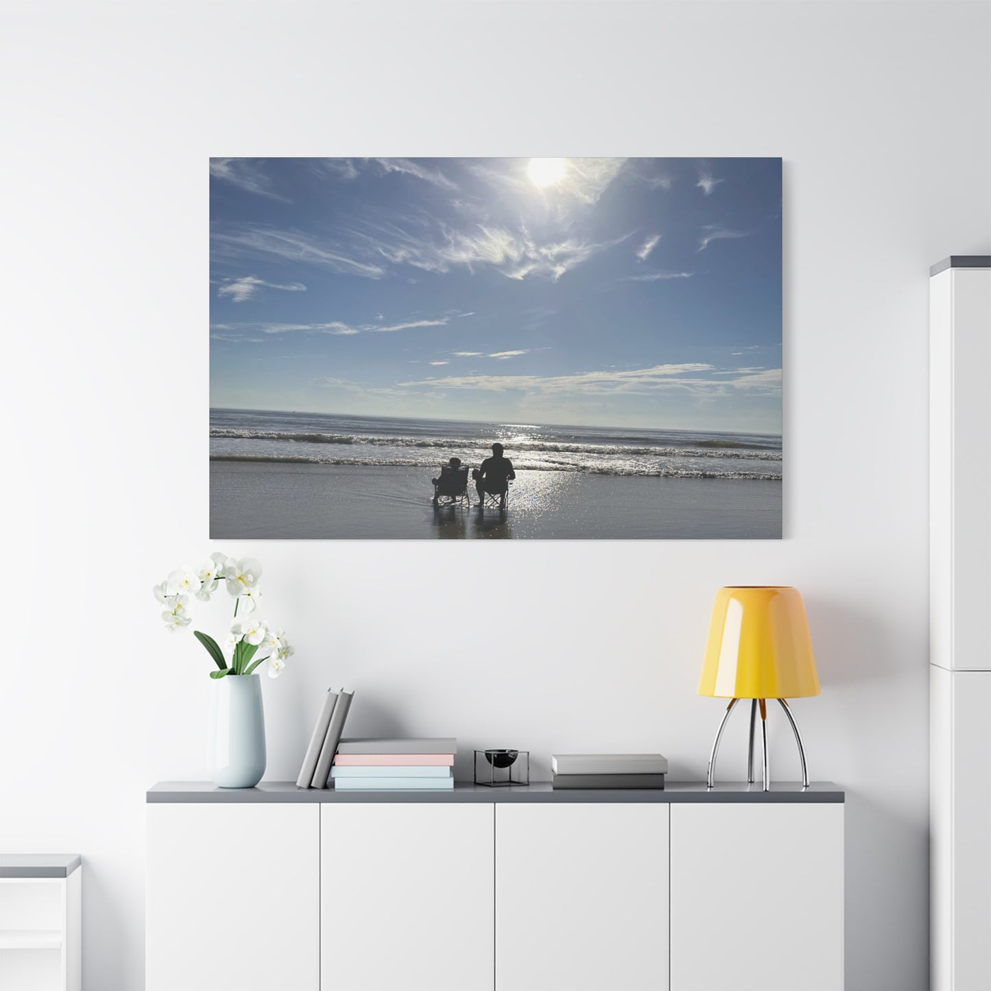 Beach Sunset Canvas Art, Stretched Canvas Print, Coastal Home Decor, Ocean Wall Art, Serene Landscape Painting