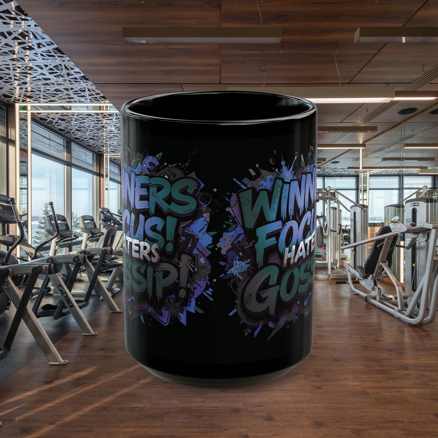 Motivational Black Mug for Winners, Gym Coffee Cup, Inspirational Gift, Home Office Decor, Unique Beverage Container