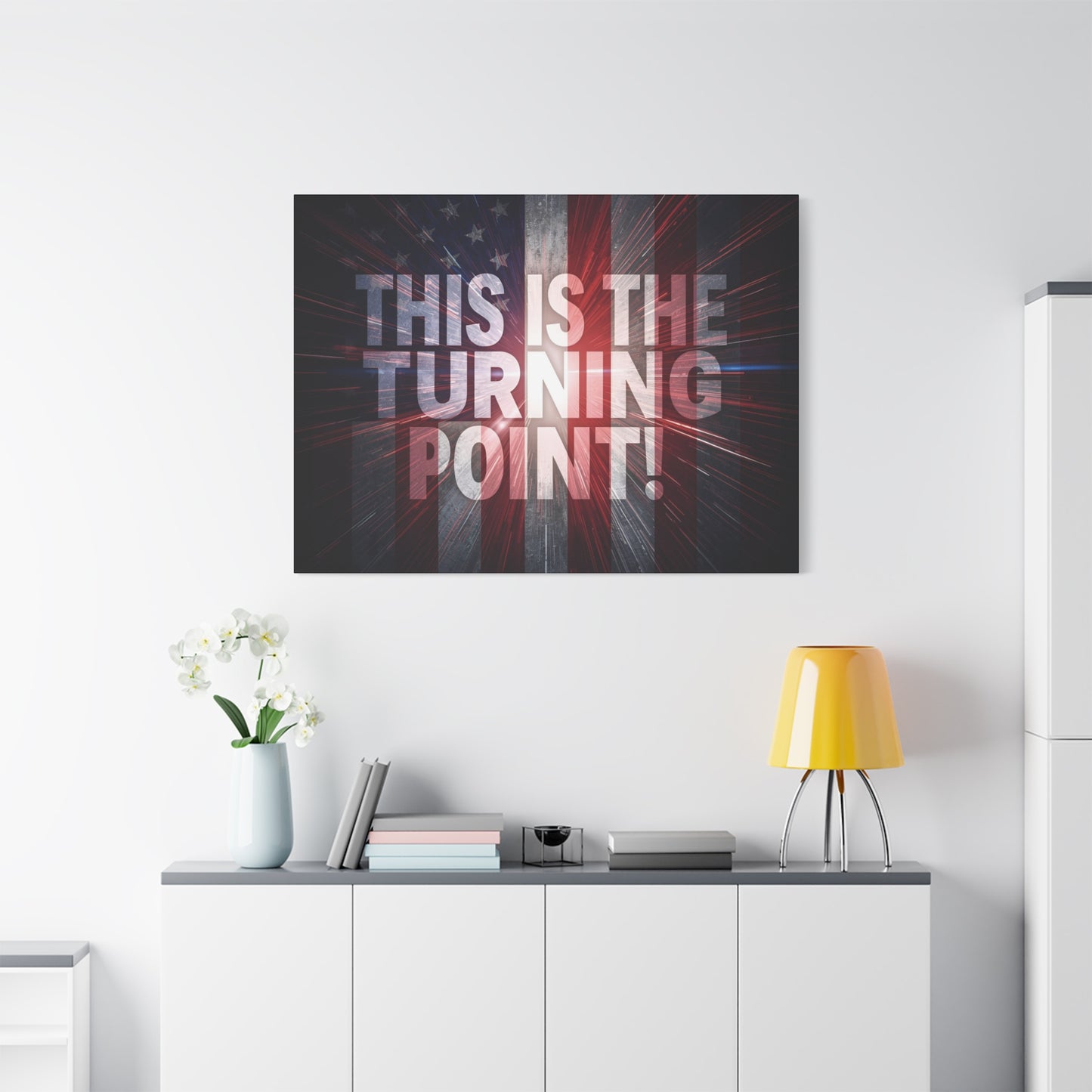 Charlie Kirk - This Is The Turning Point! - Red White Blue - Stunning American Flag Backdrop Design - Patriotic - Motivational Wall Art - Canvas - Multiple Sizes