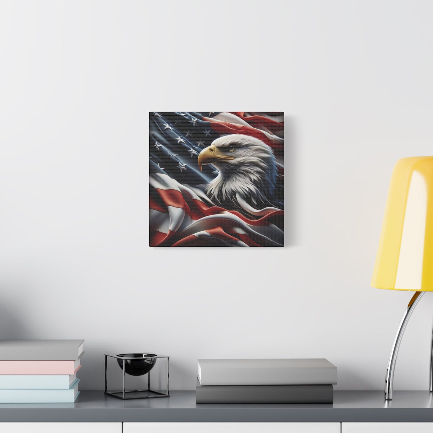 Patriotic Eagle Gallery Wrapped Canvas Art - American Flag Wall Decor - Red White Blue - USA Pride - Holiday Gift - 4th of July Home Decoration - Veteran Gift - USA Theme Art - Print On Sides - Mirror Sides -