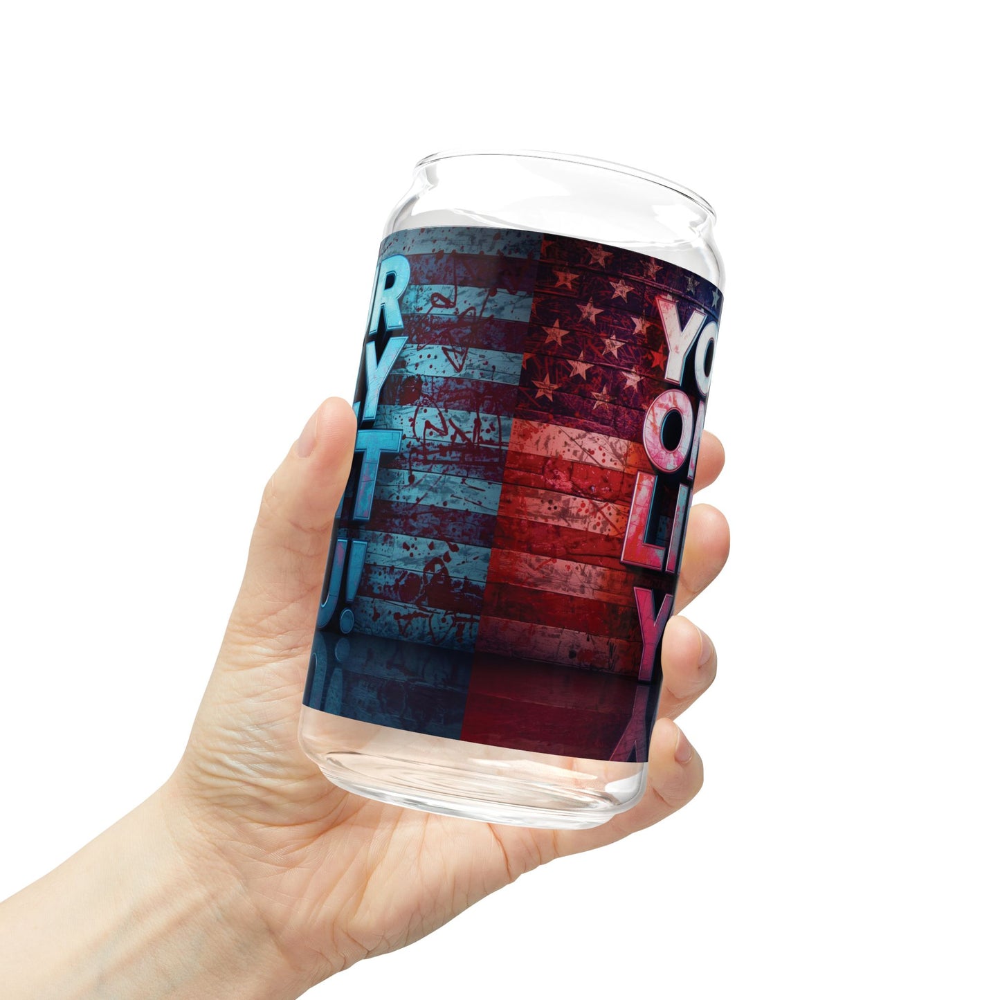 Inspirational Your Only Limit Is You! Sipper Glass, 16oz - Motivational Drinkware, USA Flag Design, Perfect for Gym, Home, Gifts