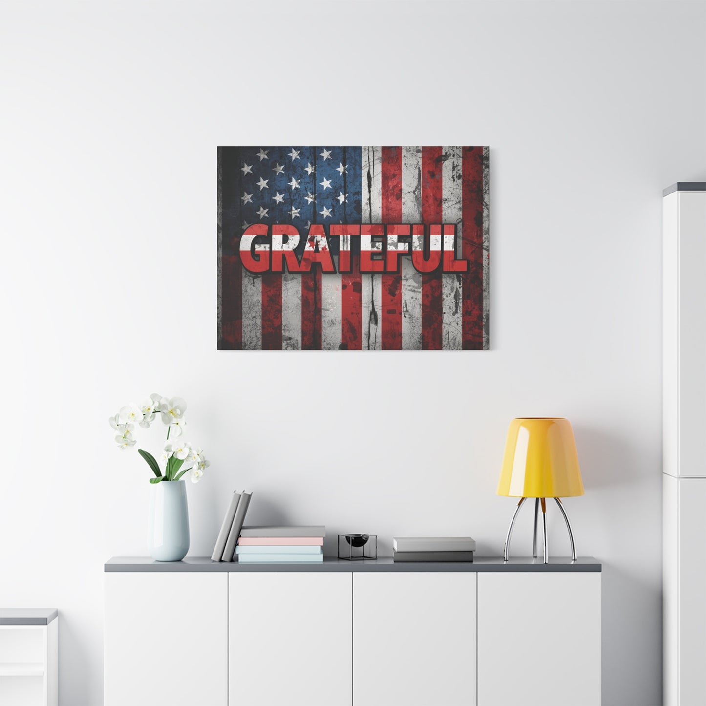 Grateful American Flag Wall Art | Patriotic Canvas Decor, Home Wall Decor, Inspirational Gift, 4th of July Decoration, Veteran's Day
