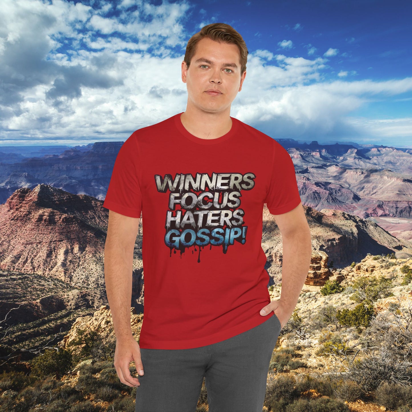 Winners Focus Haters Gossip! Tee - Motivational Graphic Shirt - Unisex Tee for Casual Wear - Gift for Friends - Streetwear Fashion