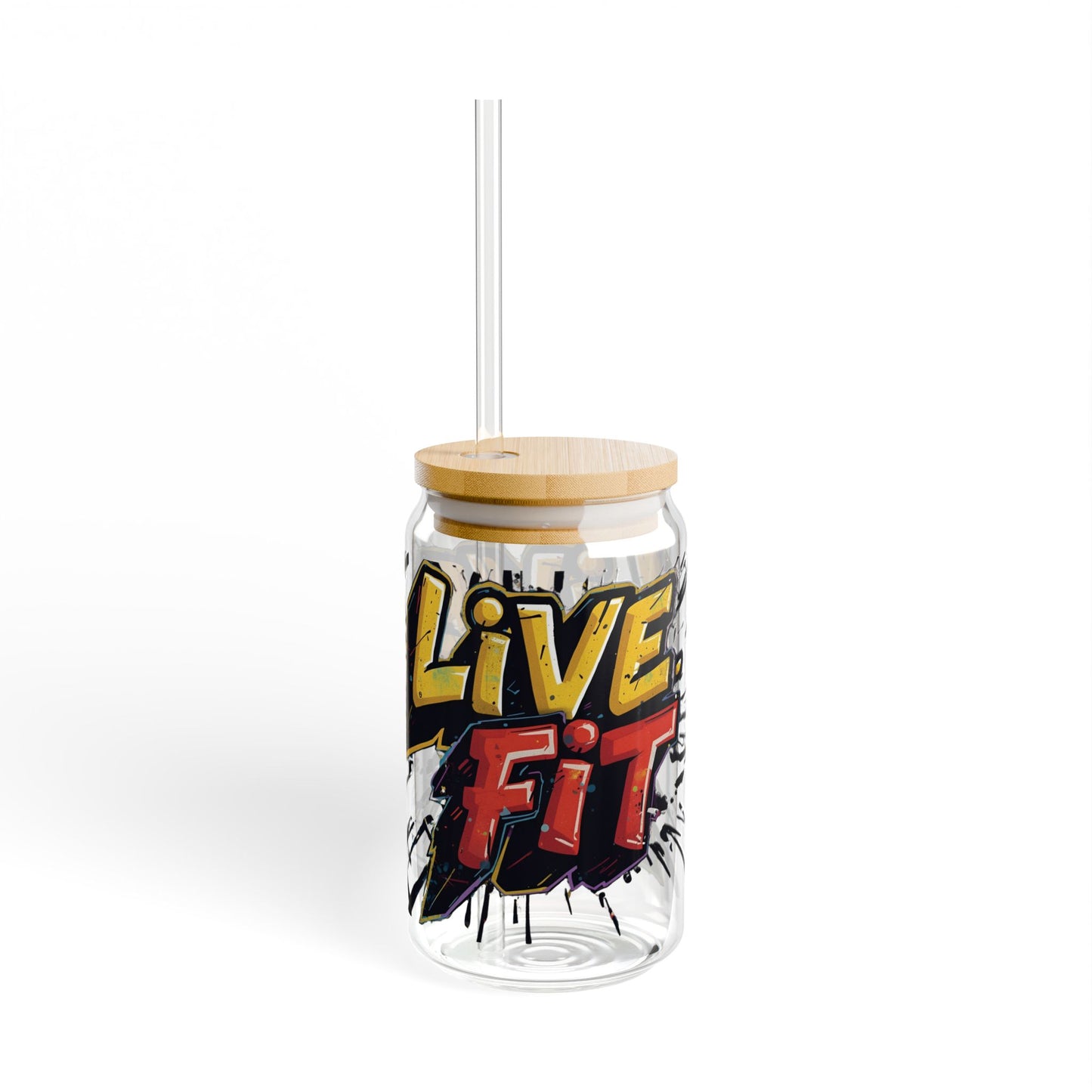 Live Fit Sipper Glass - 16oz Motivational Drink ware - Fitness Gift - Workout Accessories - Hydration Bottle - Gym Essential