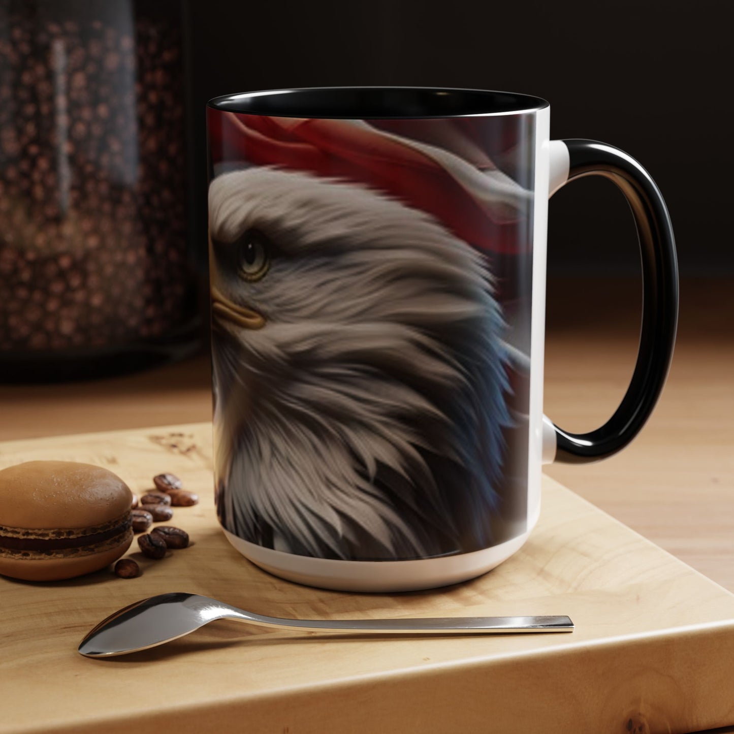 Patriotic Eagle Coffee Mug, 11oz & 15oz, US Flag Mug, Gift for Veterans, Independence Day Decor, Americana Drinkware