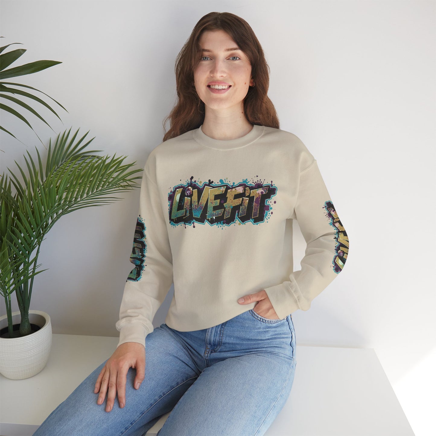 Live Fit Crewneck Sweatshirt - Trendy Fitness Apparel - Unisex Casual Wear - Sports Gift - Workout Fashion - Street Style Sweatshirt -