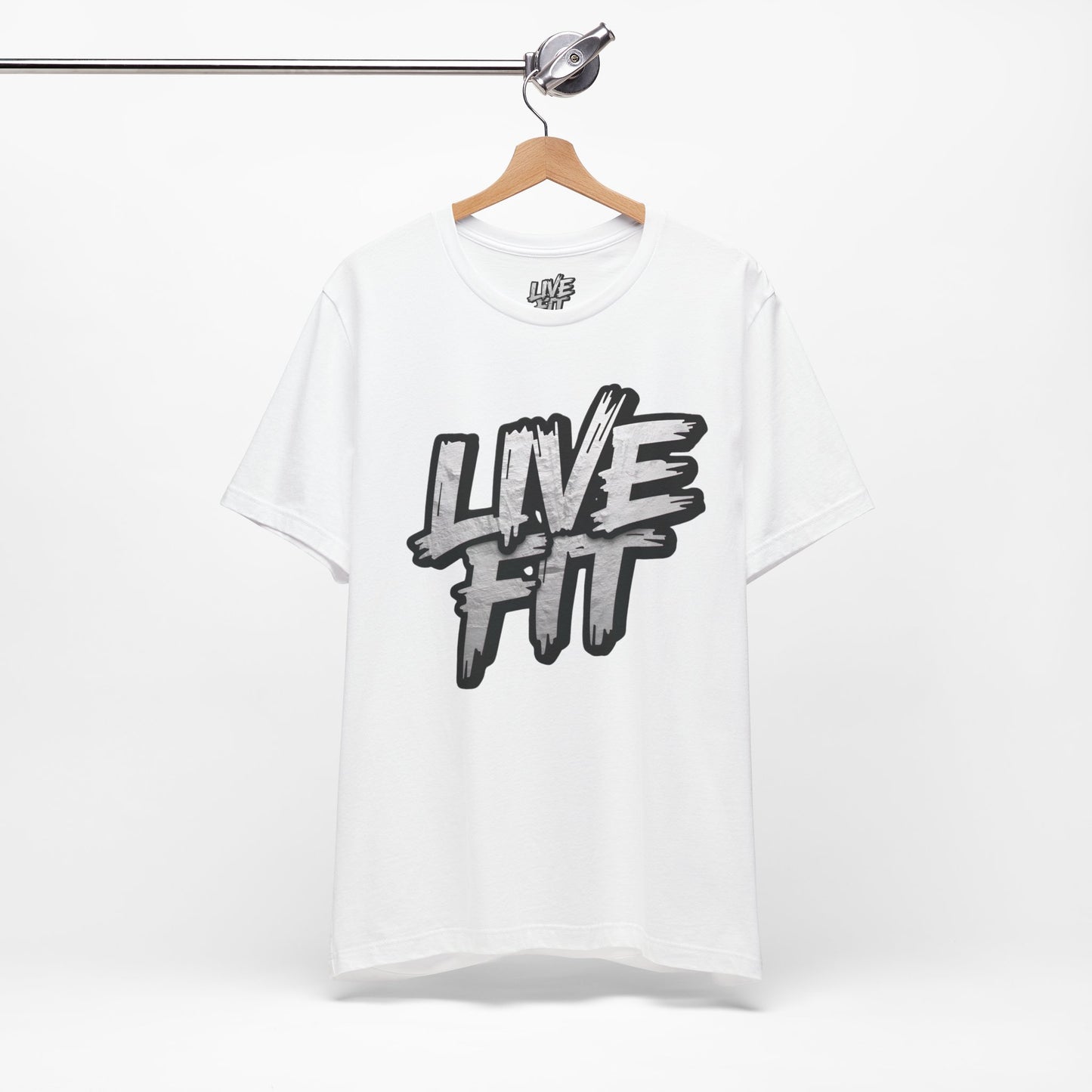 LIVE FIT Unisex Jersey Tee - Fitness Shirt - XS - 4XL - Workout Apparel - Motivational T-Shirt - Casual Wear - Gift for Fitness Enthusiasts