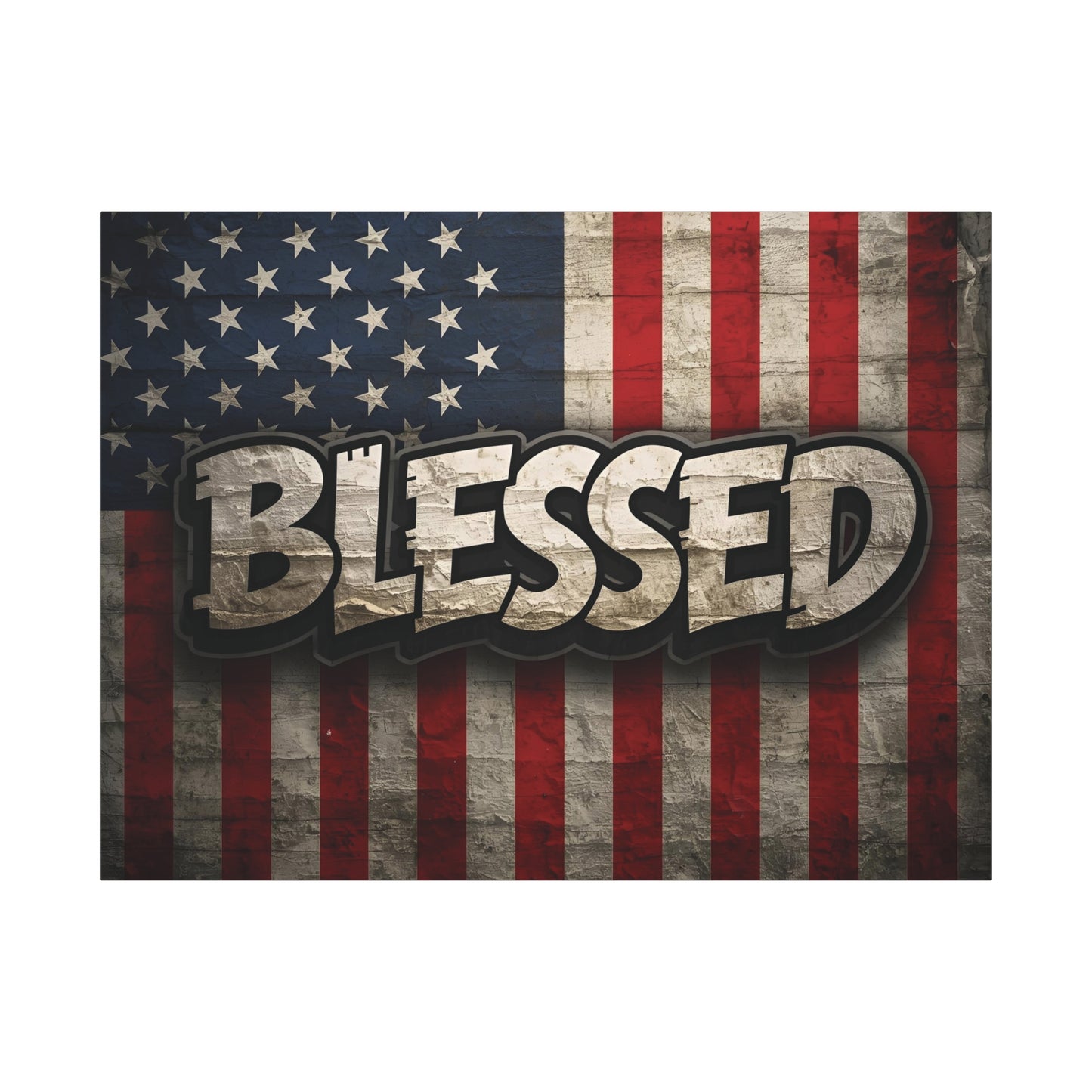 Blessed American Flag Canvas Wall Art, Patriotic Home Decor, Inspirational Gift, Rustic Wall Decor, Americana Artwork