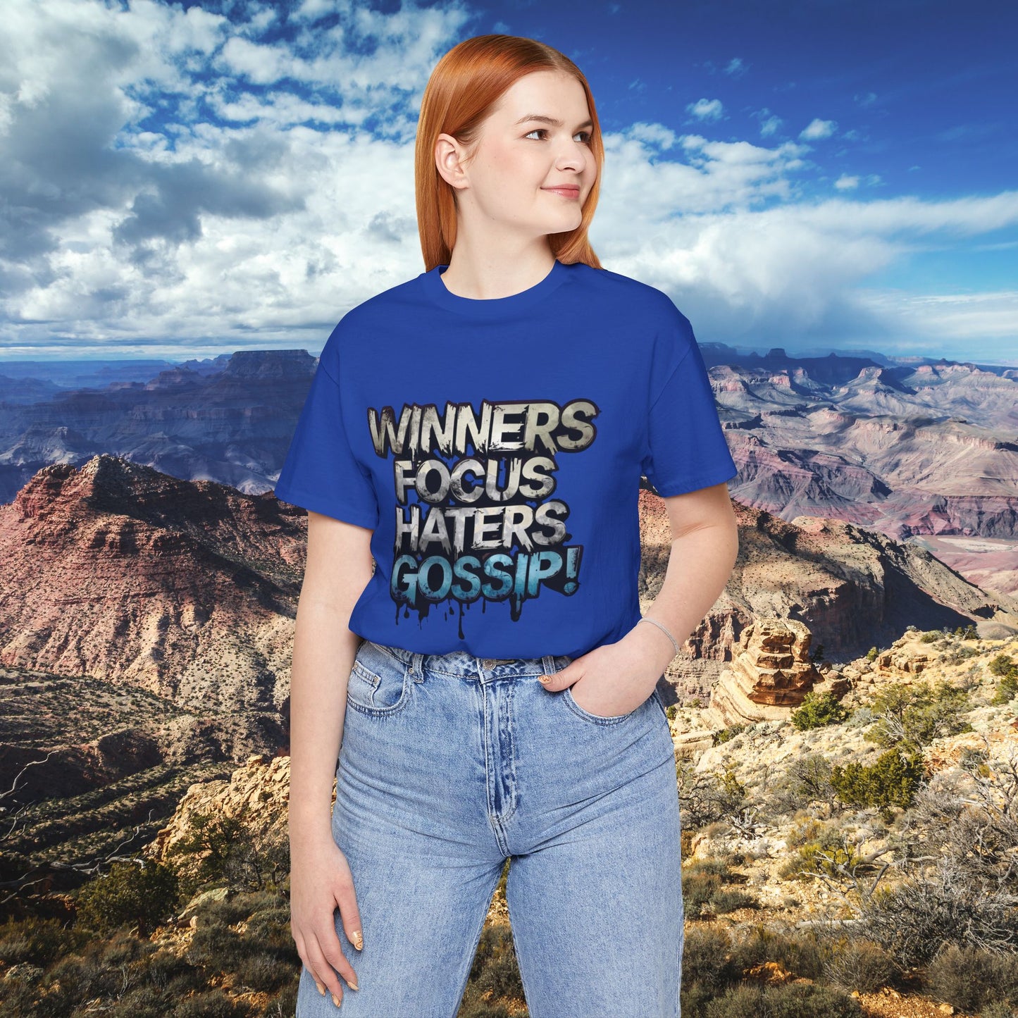 Winners Focus Haters Gossip! Tee - Motivational Graphic Shirt - Unisex Tee for Casual Wear - Gift for Friends - Streetwear Fashion
