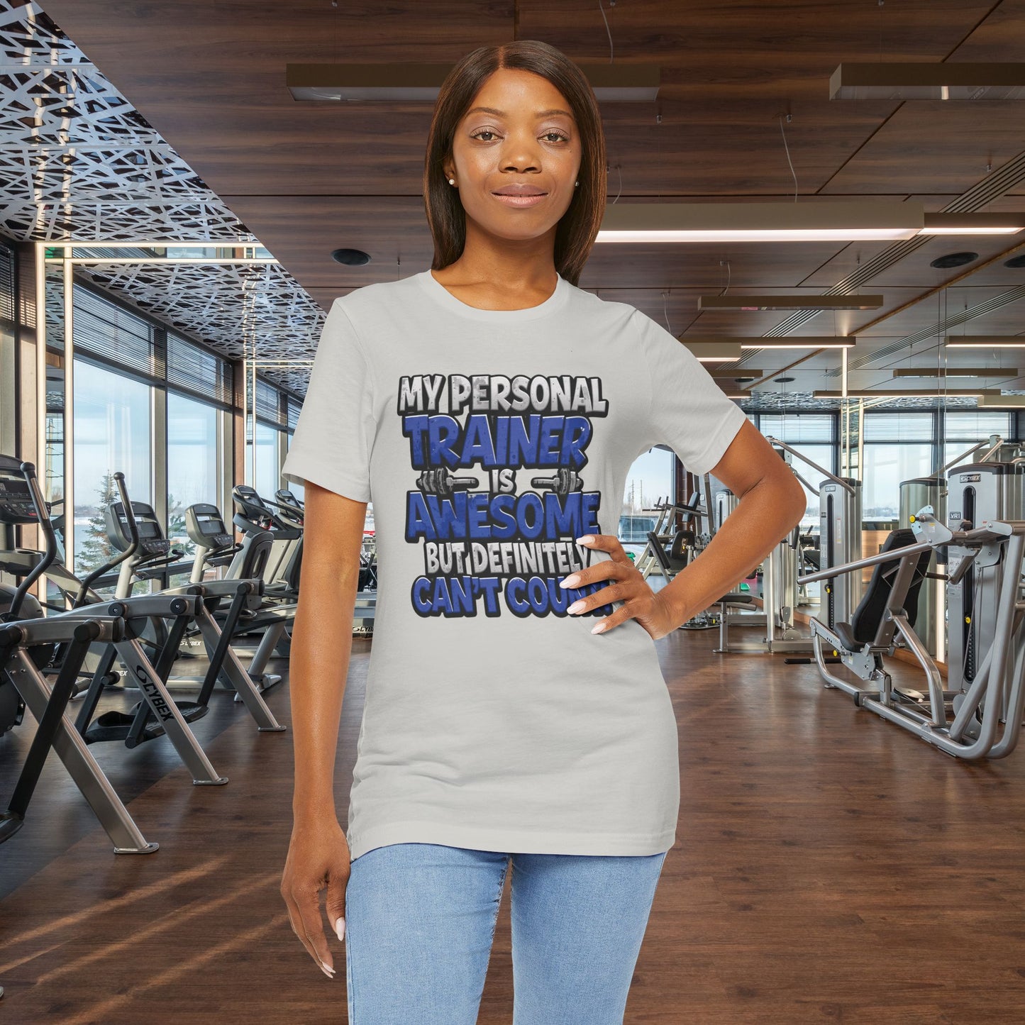 Funny - My Personal Trainer Is Awesome But Definitely Can’t Count! Tee - Great Gift for Fitness Lovers - Gym Humor Shirt - Workout Apparel - Personal Trainer Gift - Fitness Motivation Tee - XS - 4XL