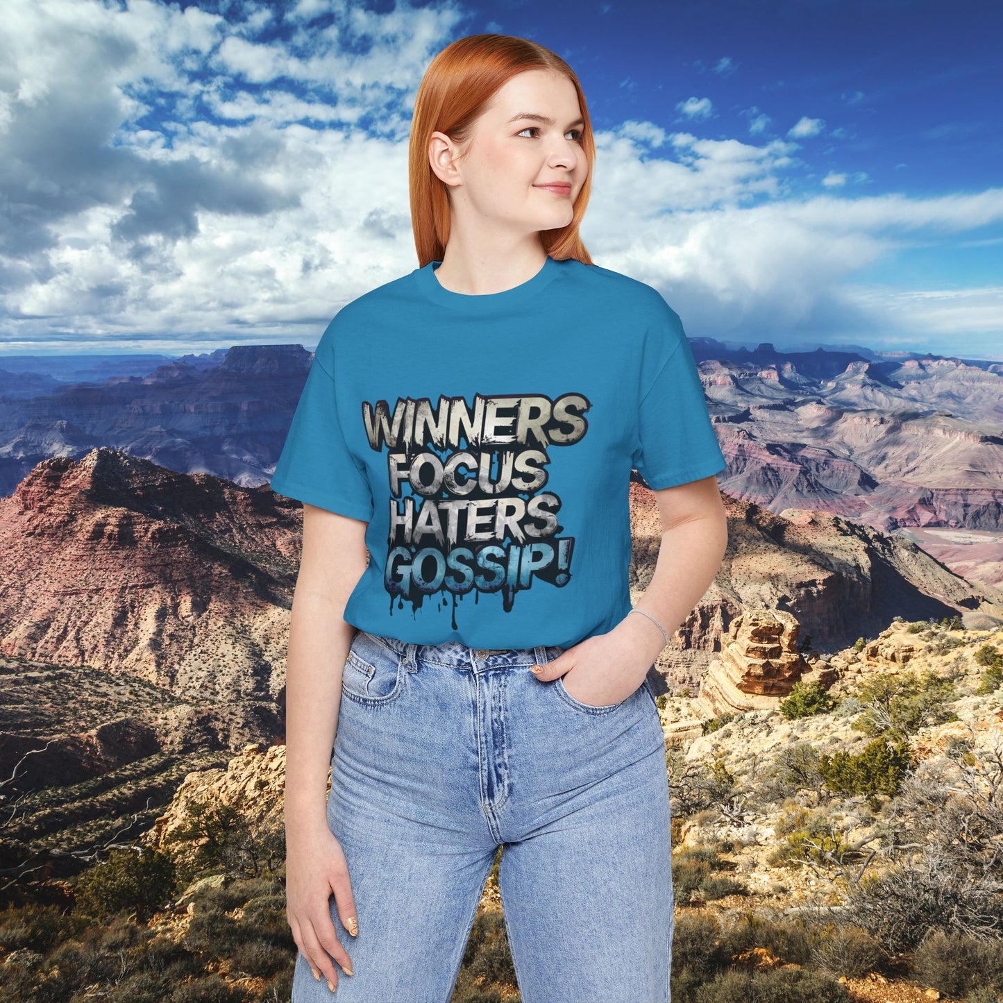 Winners Focus Haters Gossip! Tee - Motivational Graphic Shirt - Unisex Tee for Casual Wear - Gift for Friends - Streetwear Fashion